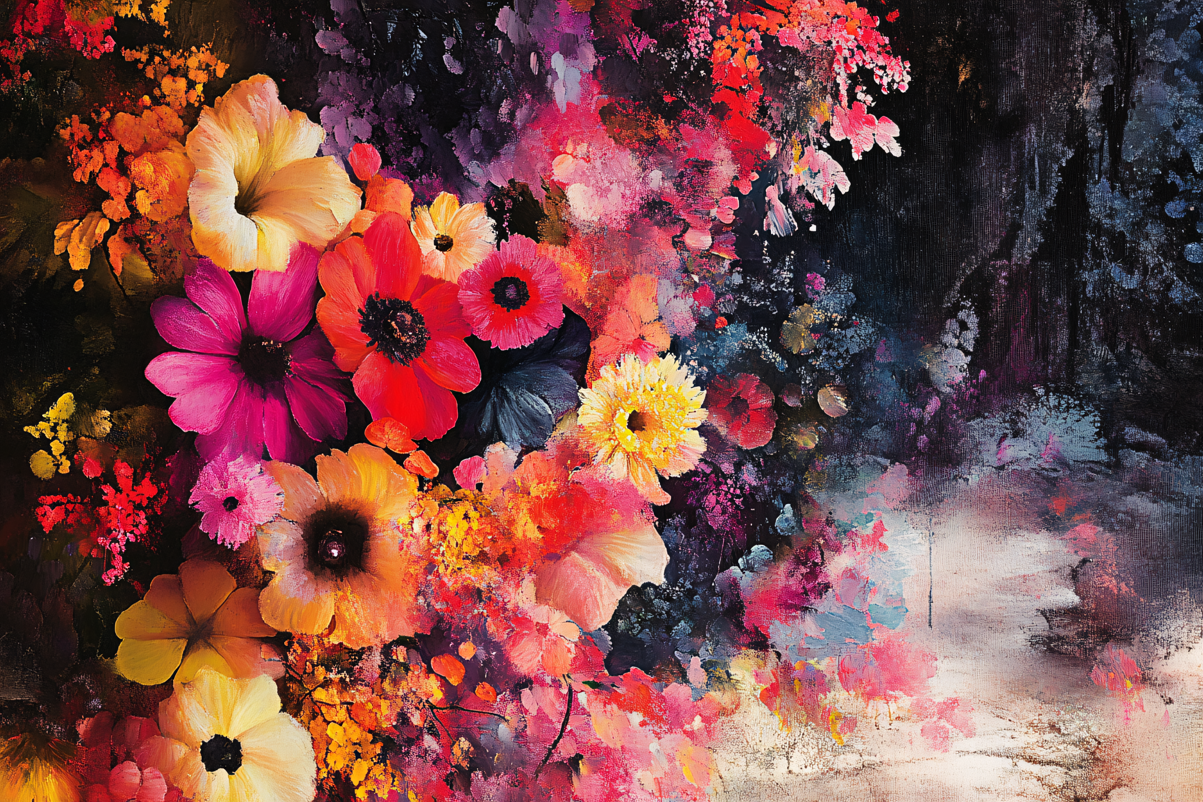 Abstract Floral Bouquet Painting