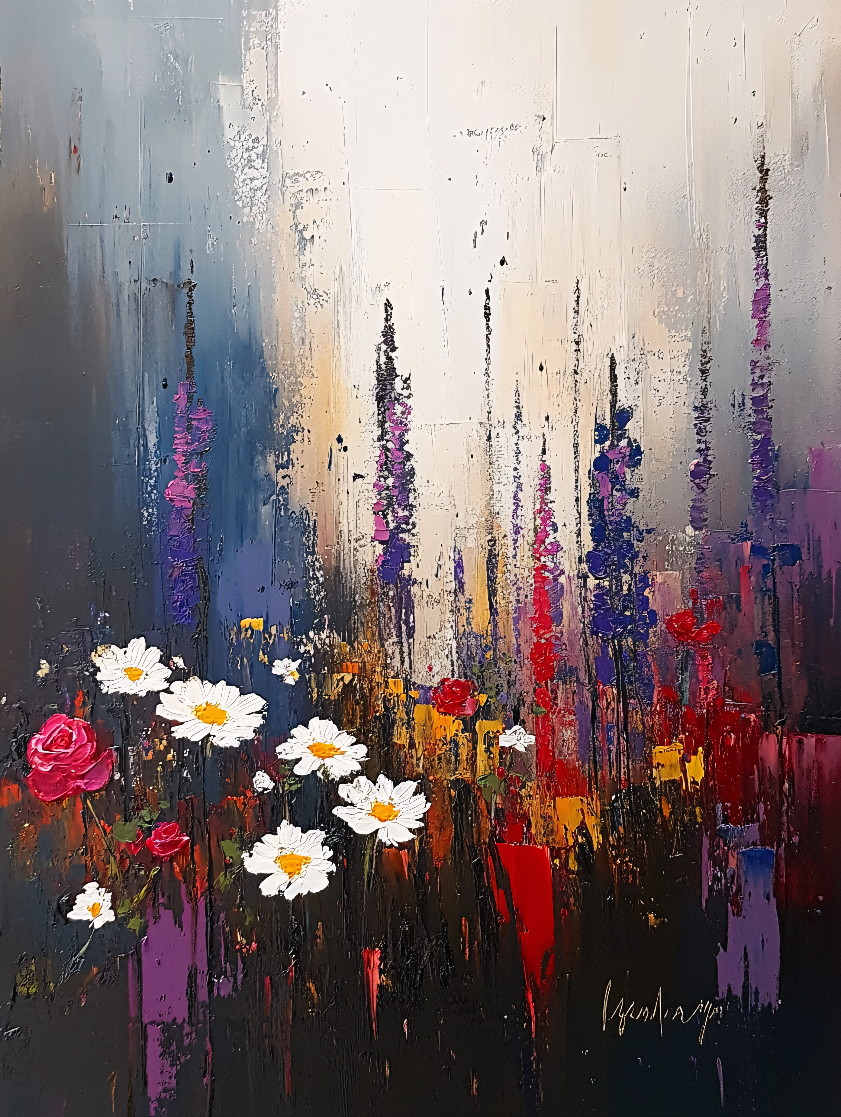 Abstract Floral Field Painting
