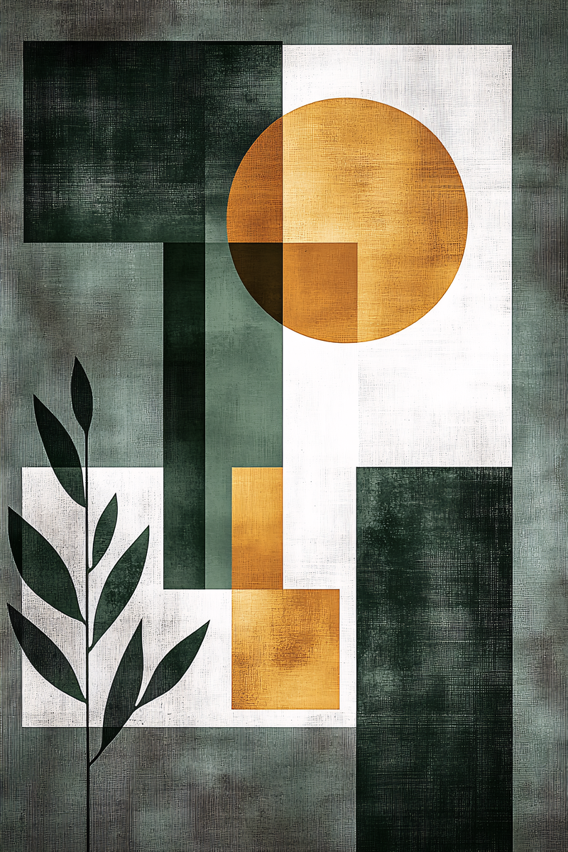 Abstract Geometric Composition With Organic Element