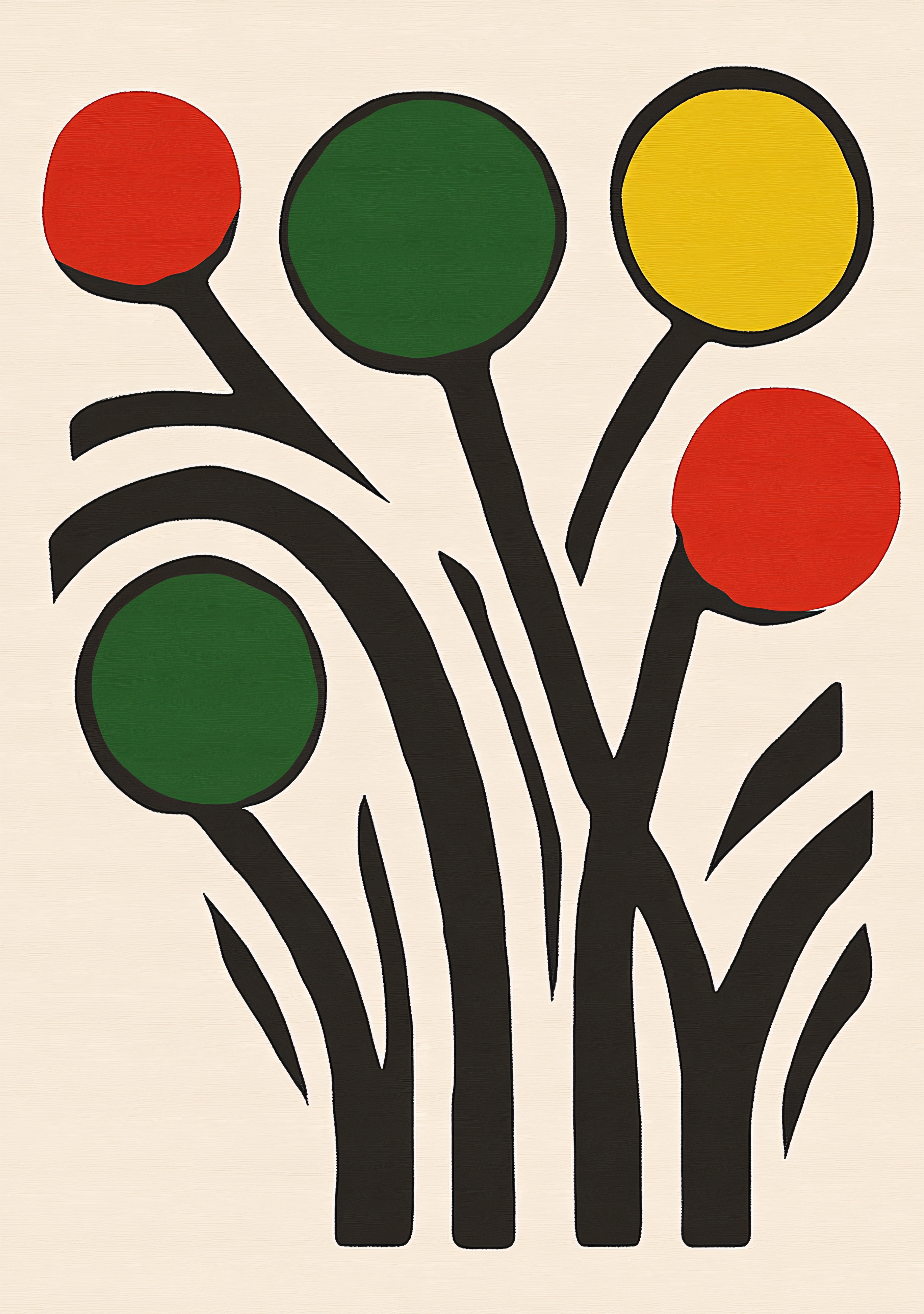 Abstract Geometric Plant With Colorful Circles