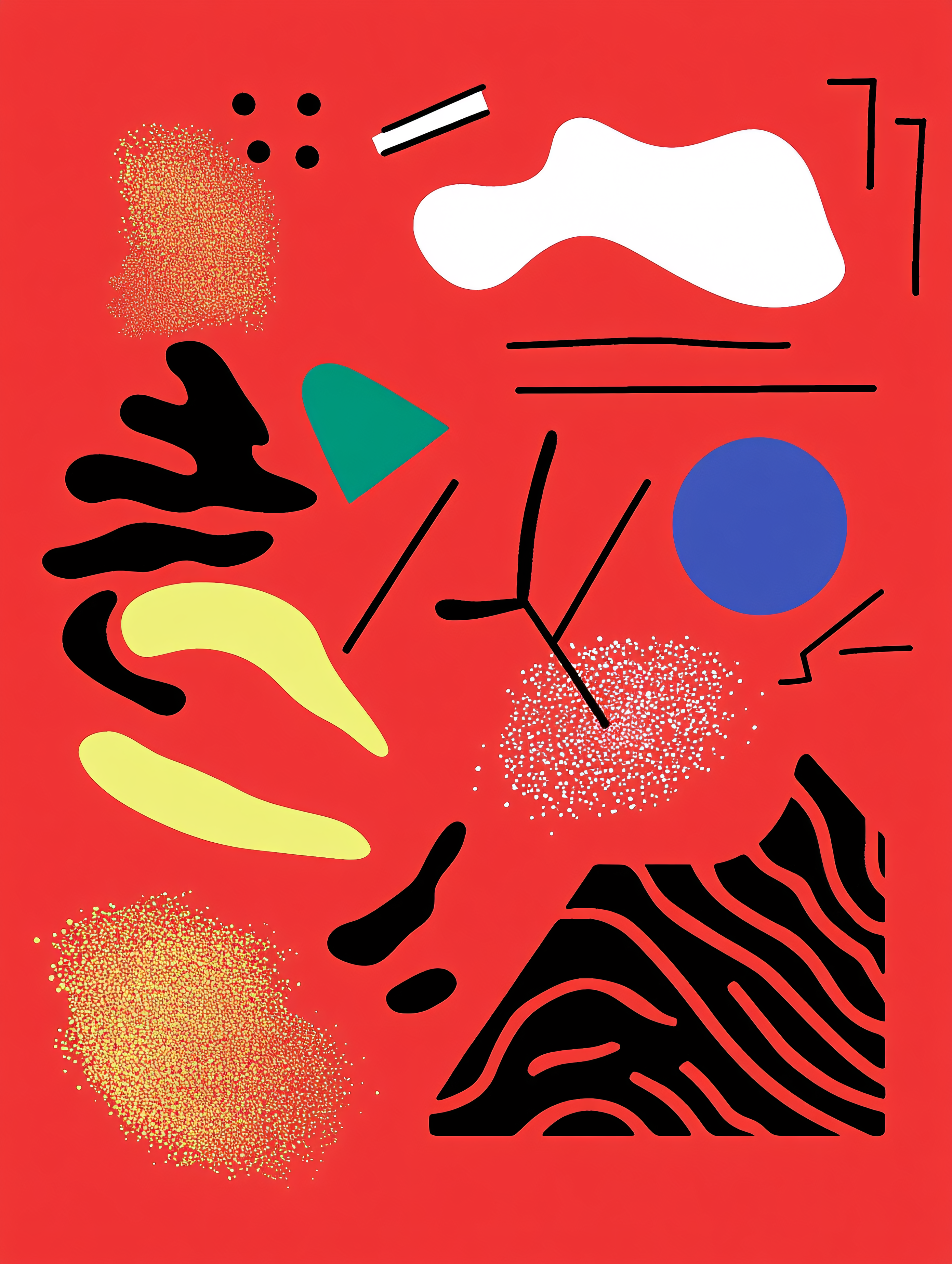 Abstract Geometric Shapes On Red Background