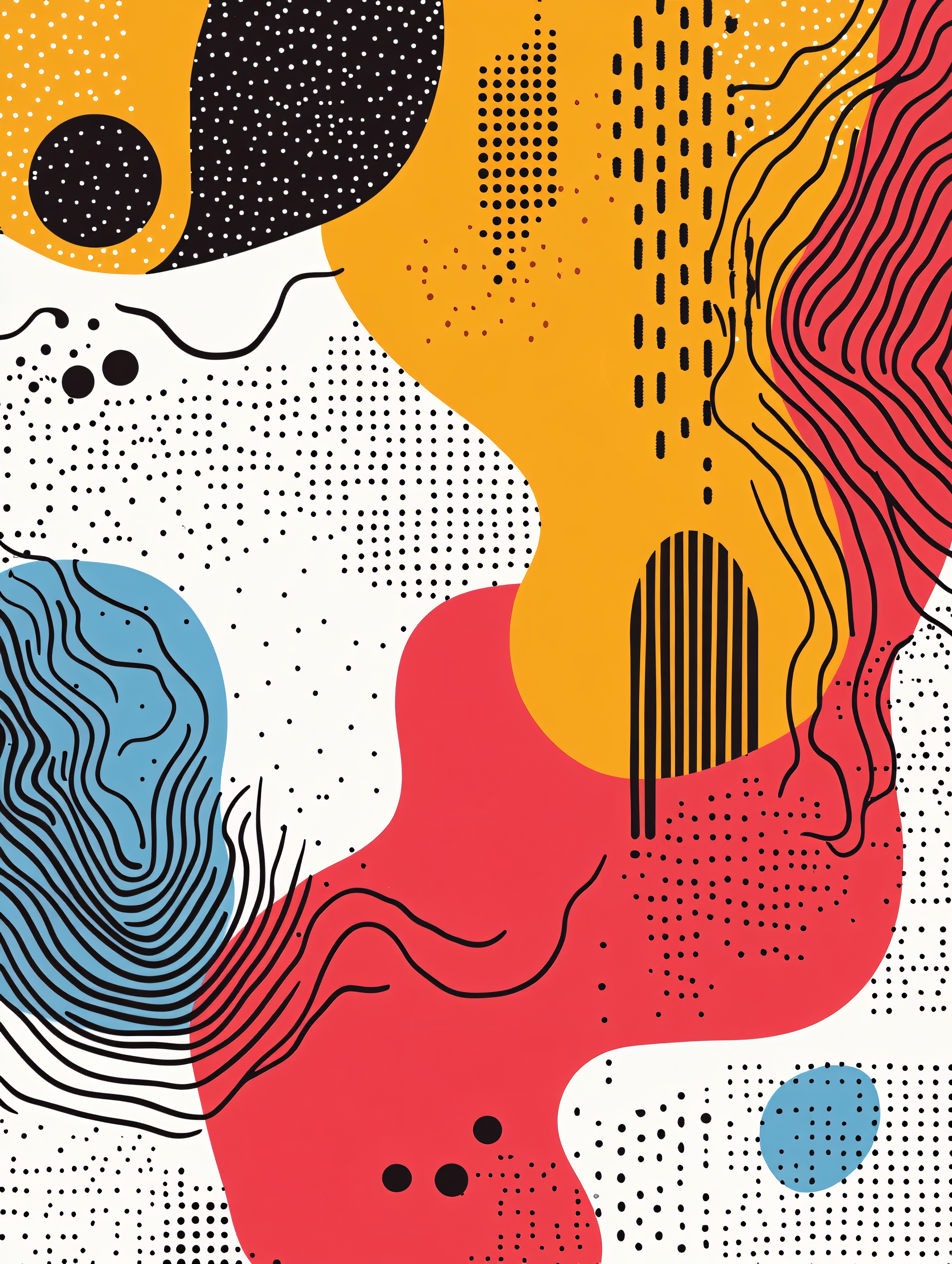 Abstract Geometric Shapes with Dotted Patterns