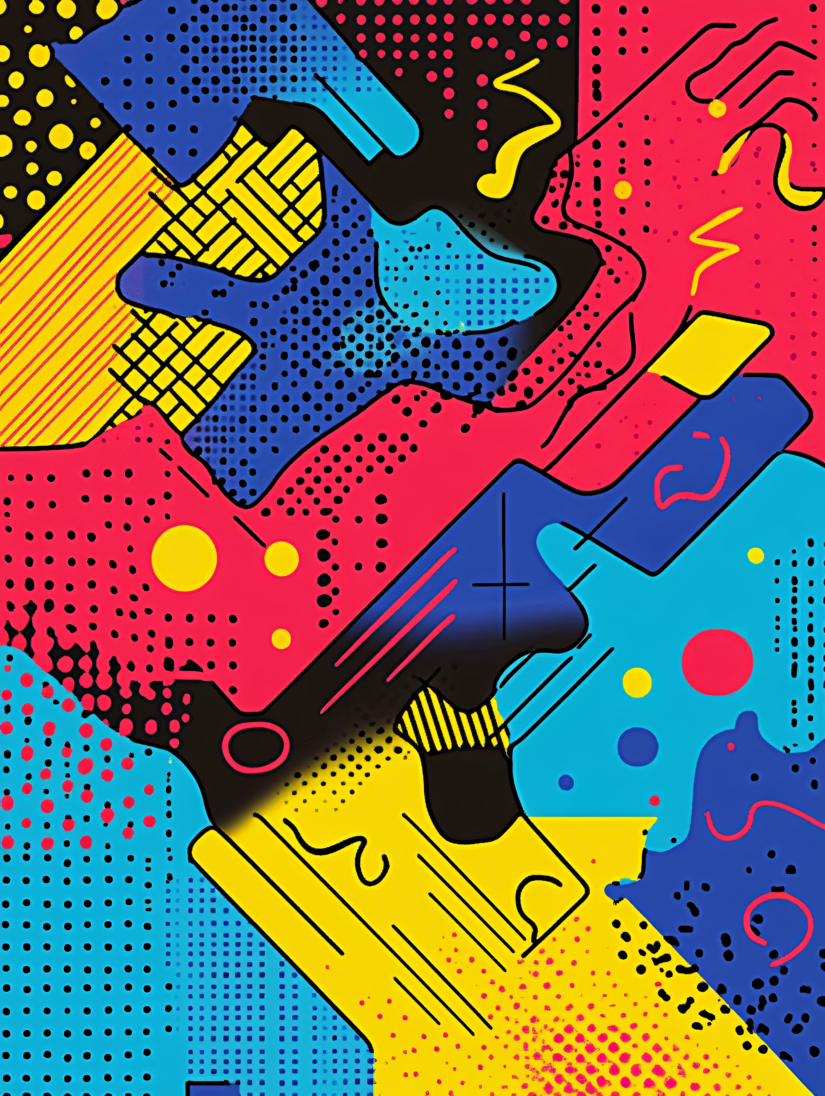 Abstract Geometric Shapes with Halftone Pattern