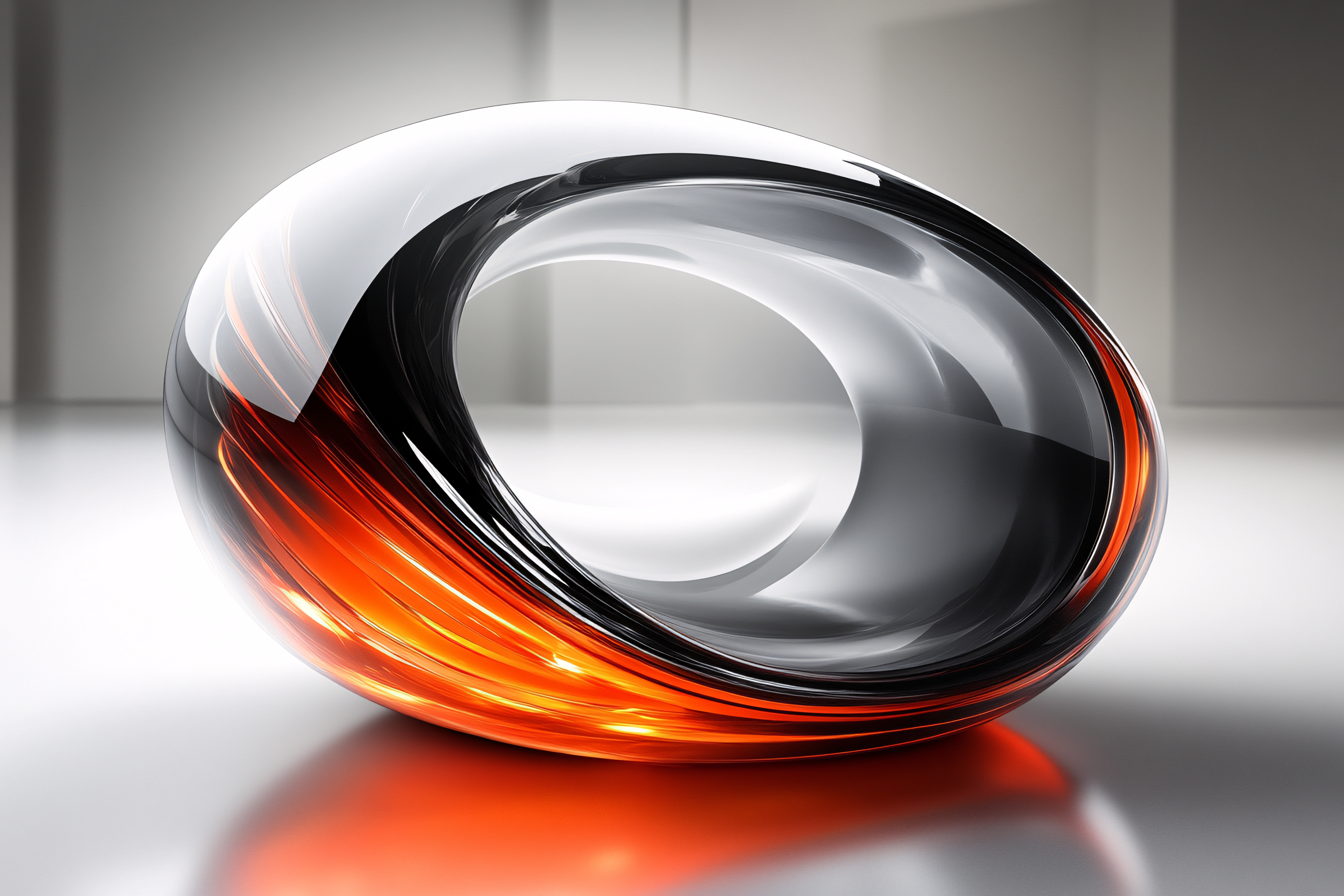 Abstract Glass Torus with Orange Glow
