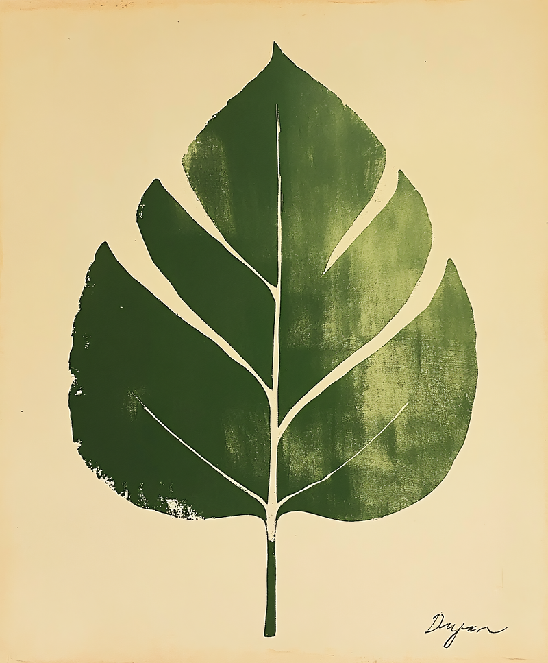 Abstract Green Leaf Print