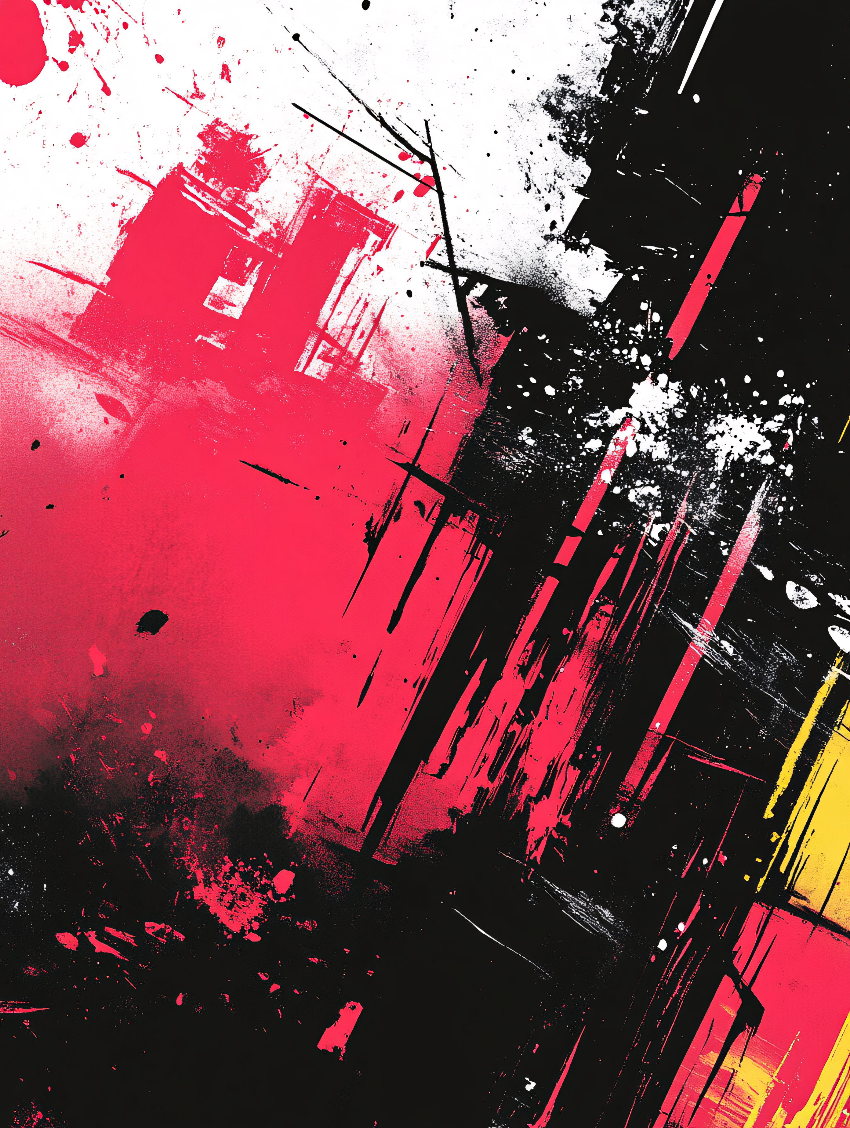 Abstract Grunge Explosion In Crimson and Noir