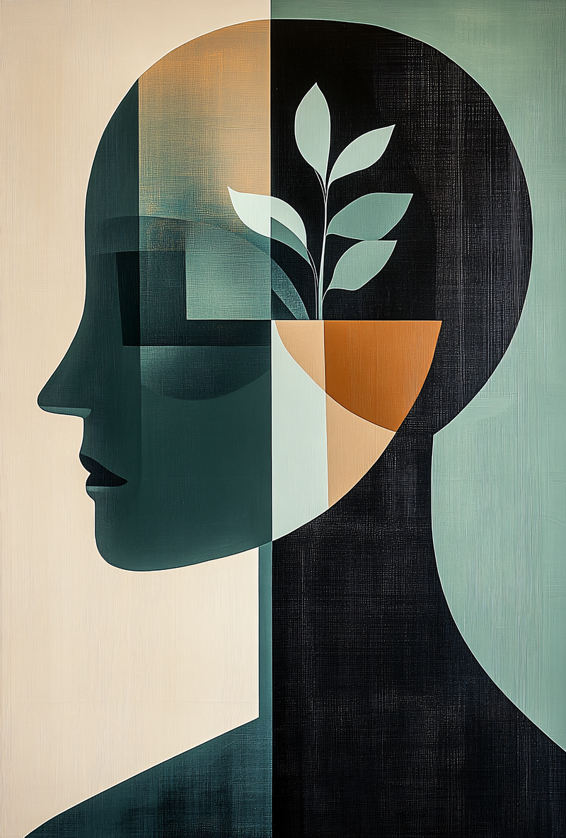 Abstract Head With Plant