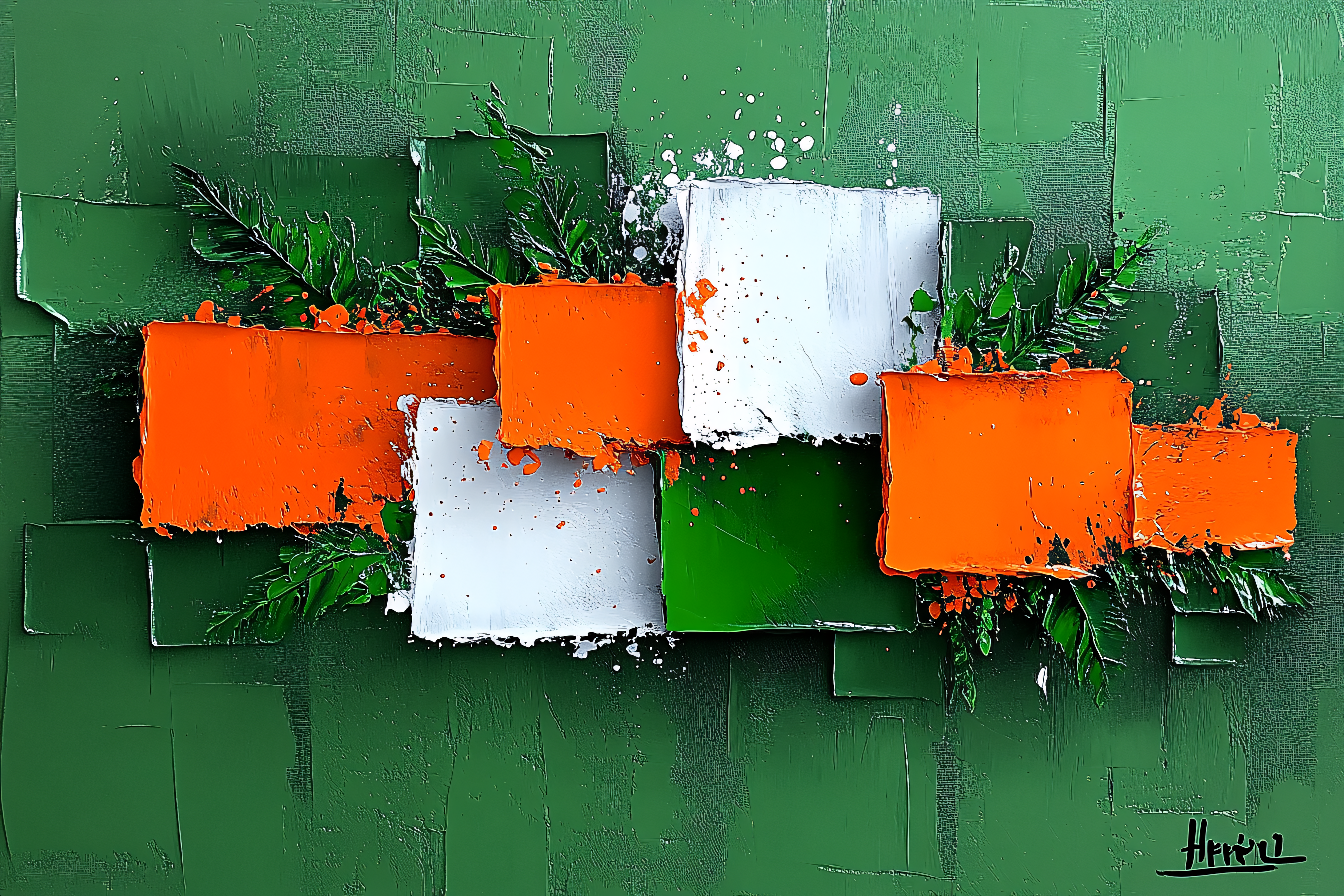 Abstract Ireland Flag Painting