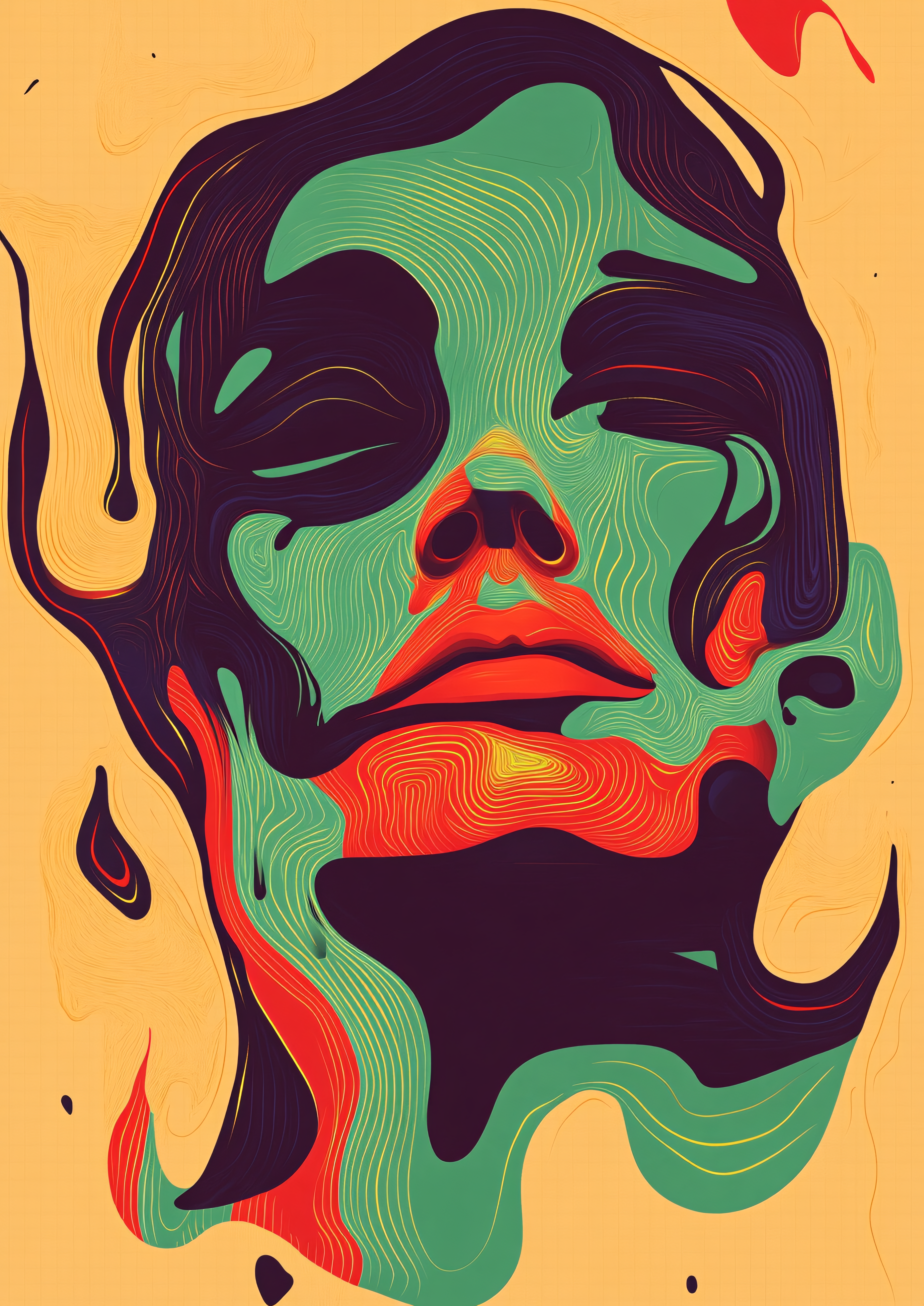 Abstract Line Art Face