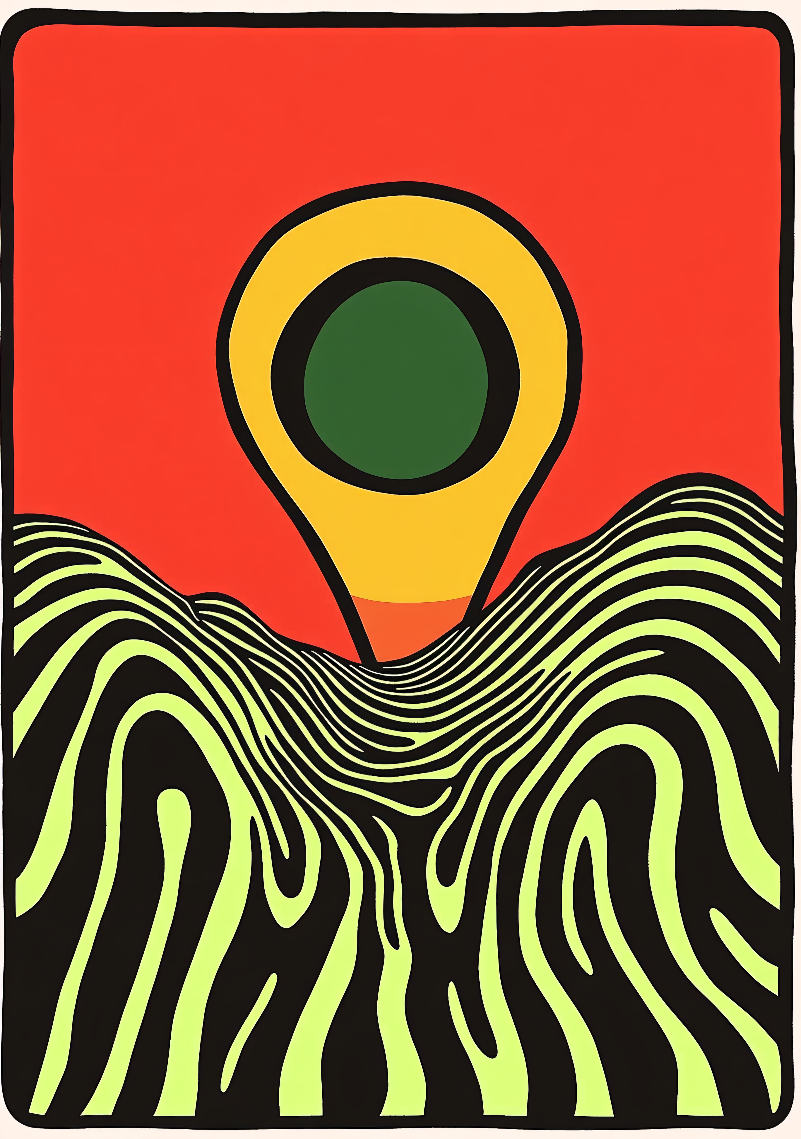 Abstract Location Pin on Wavy Terrain