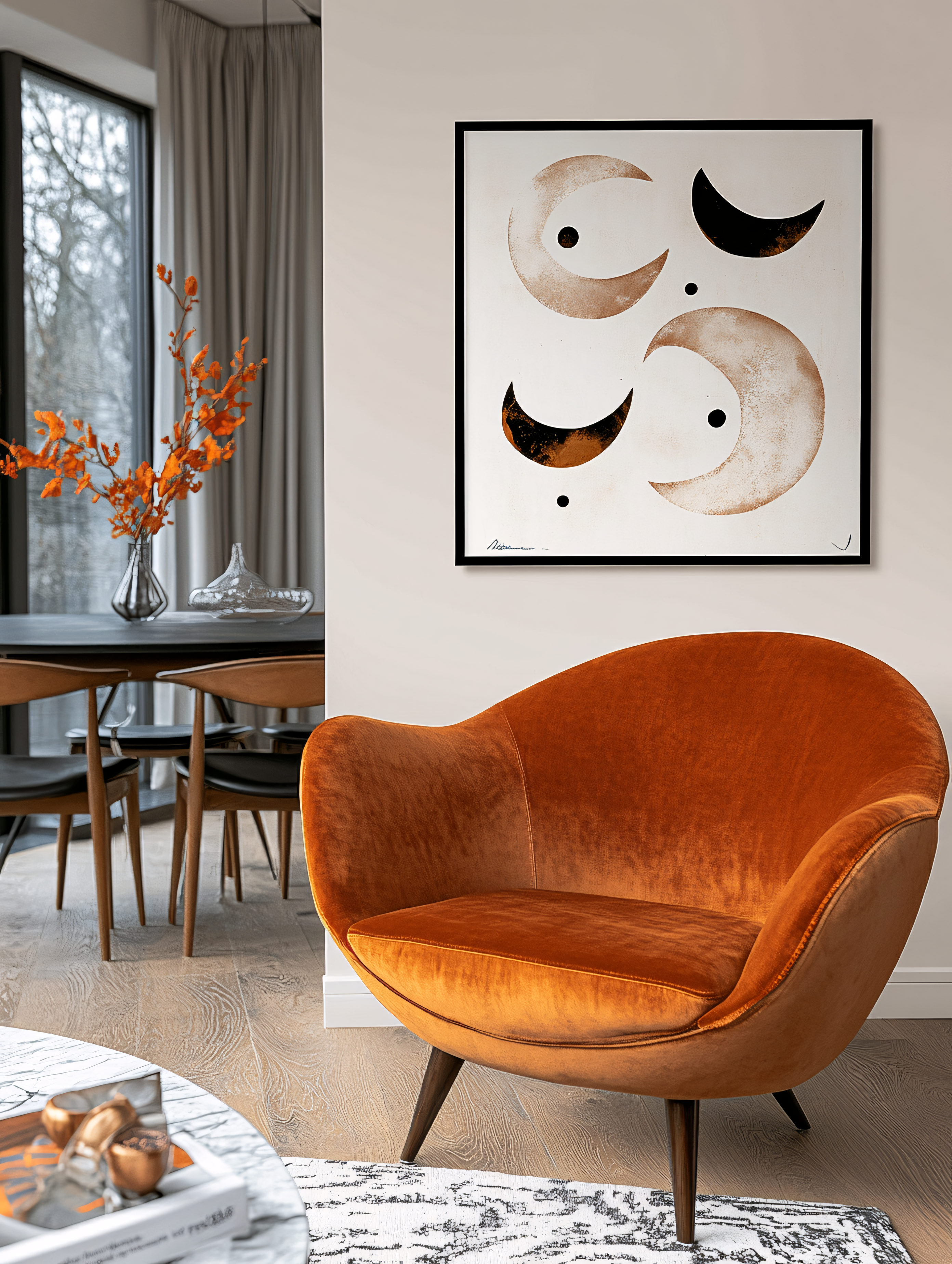 Abstract Moon Phases Artwork in Interior Setting