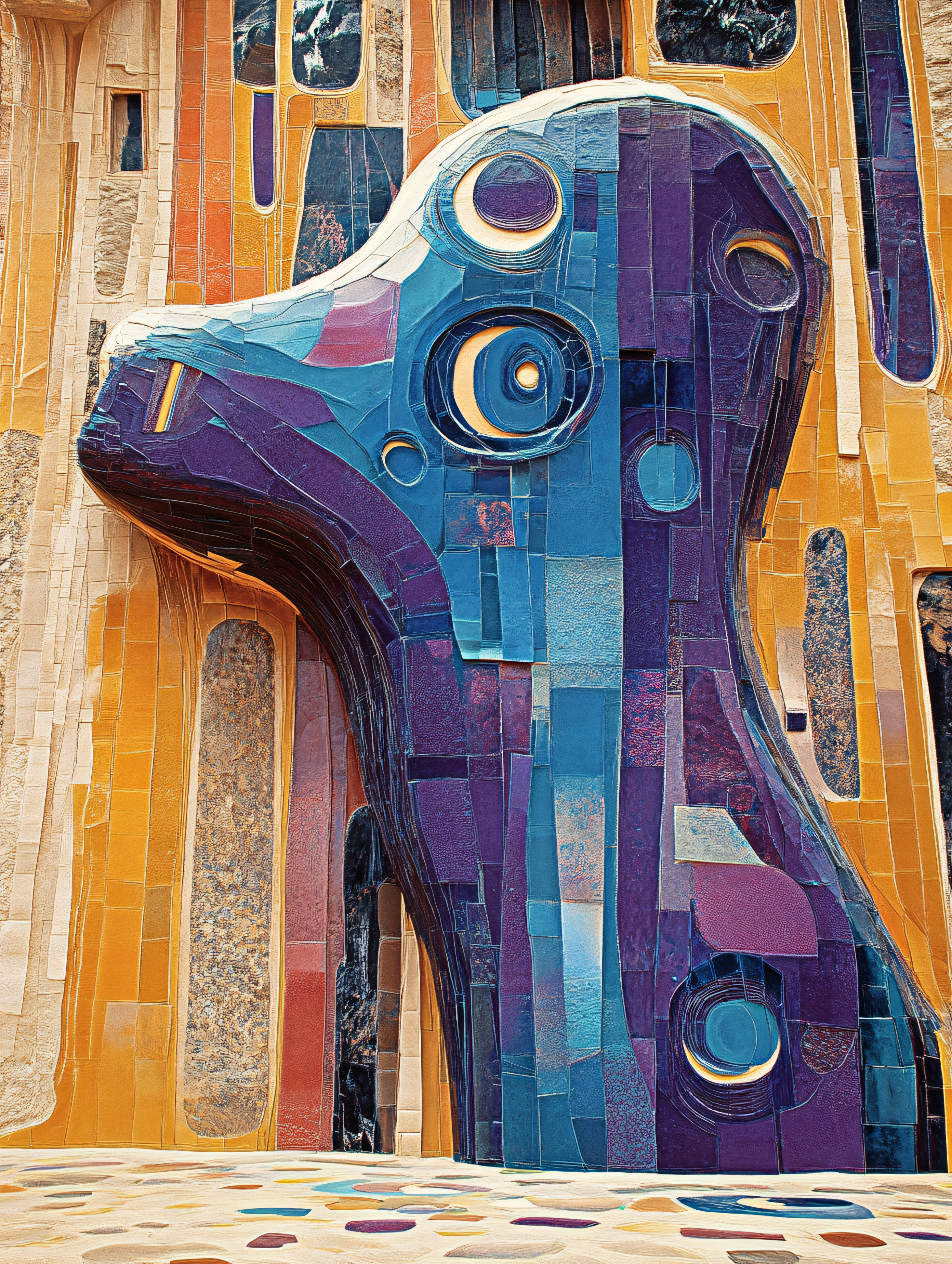 Abstract Mosaic Dog Sculpture