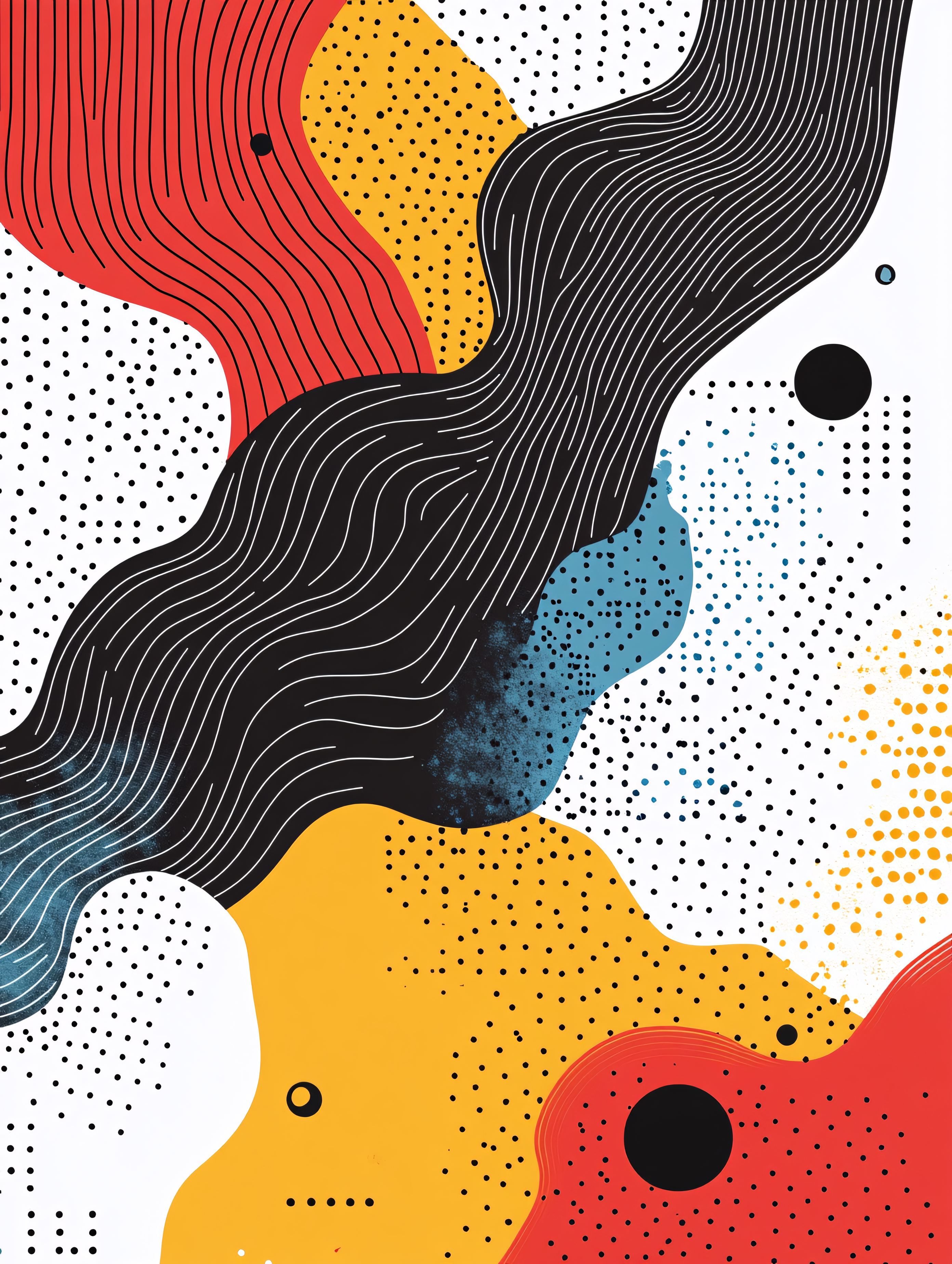 Abstract Organic Shapes with Lines and Dots