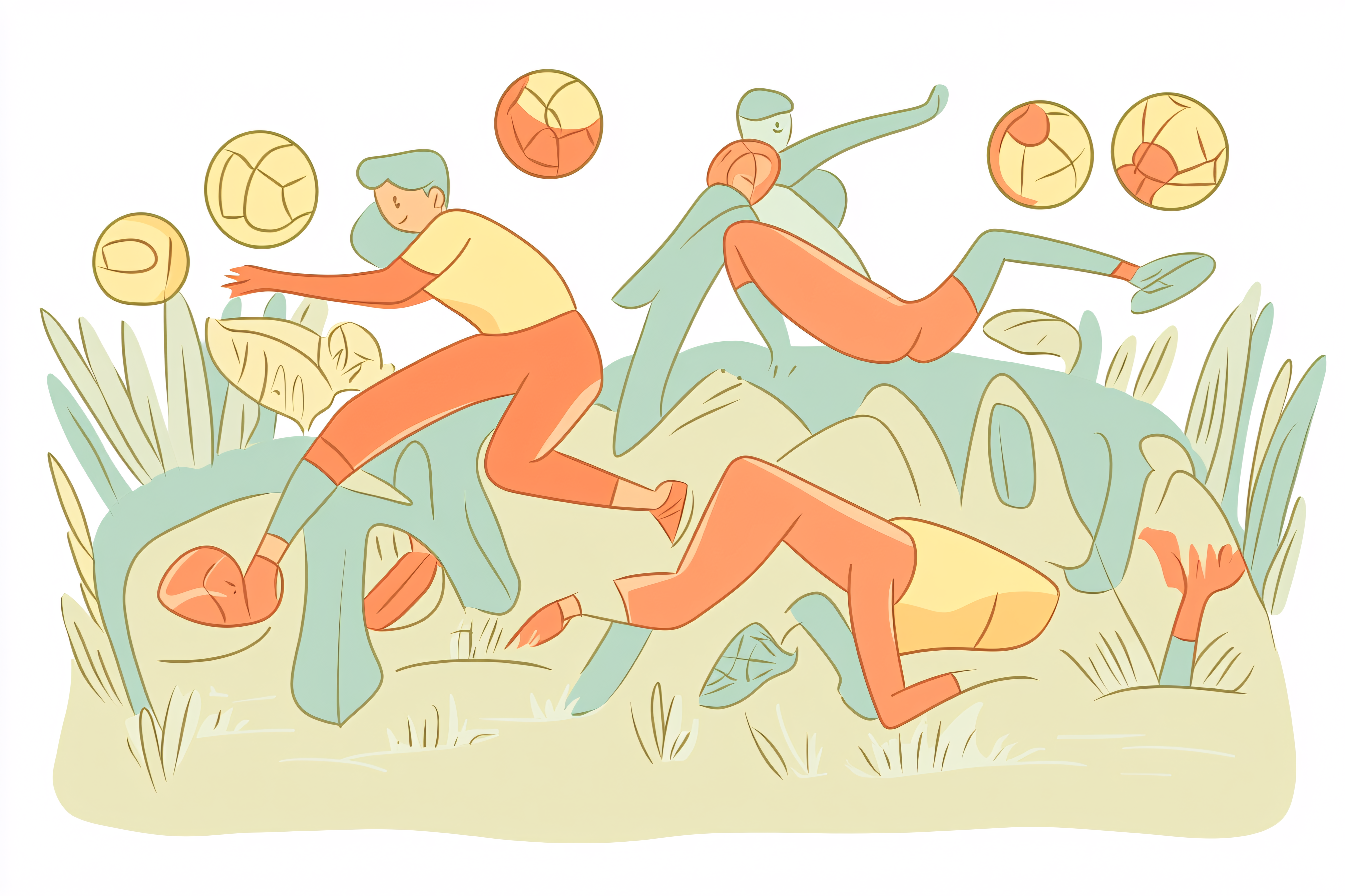 Abstract People Playing with Balls