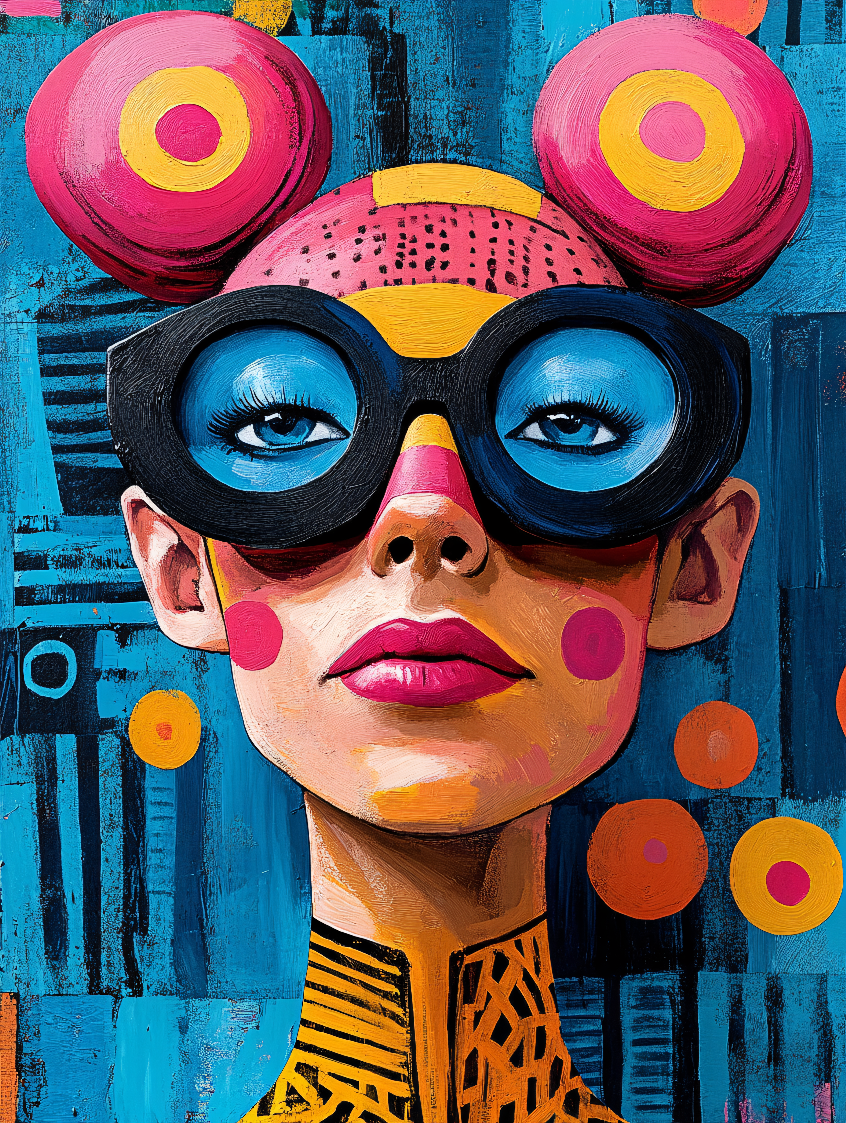 Abstract Portrait Of A Woman With Oversized Glasses