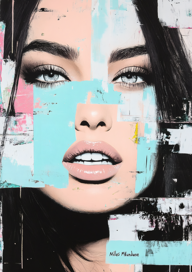 Abstract Portrait With Pastel Blocks
