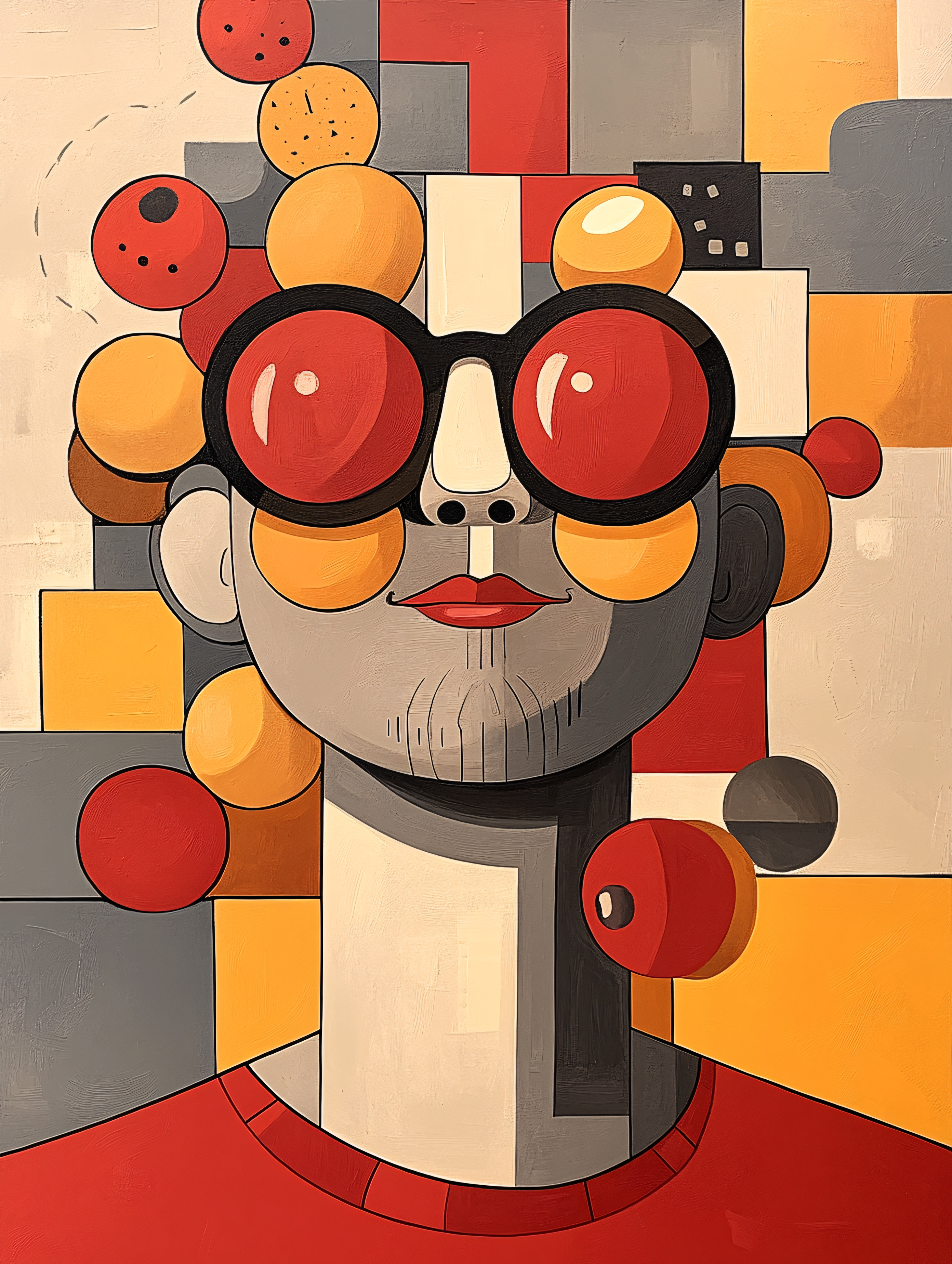 Abstract Portrait With Spheres and Geometric Background