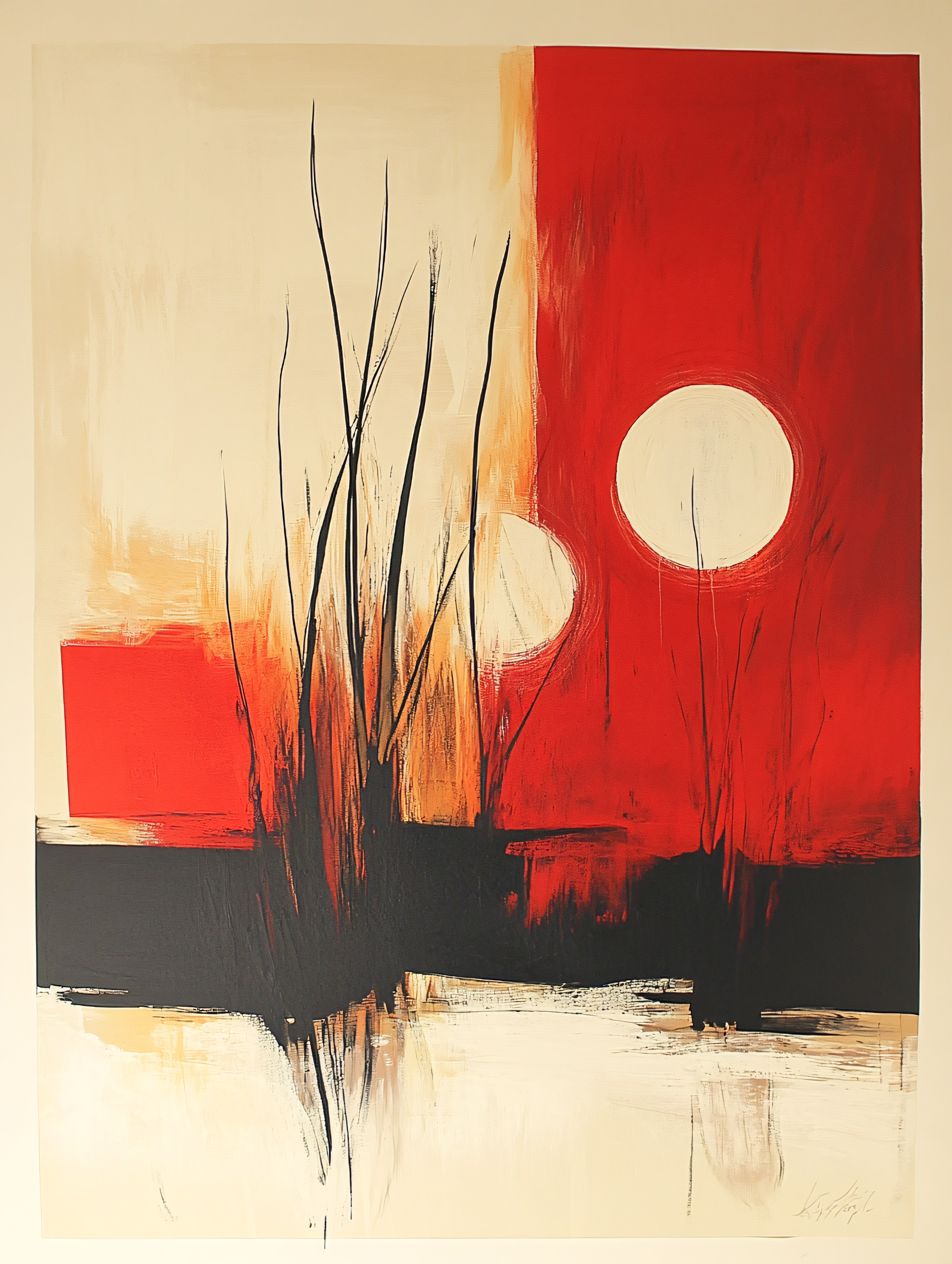 Abstract Red and Beige Landscape