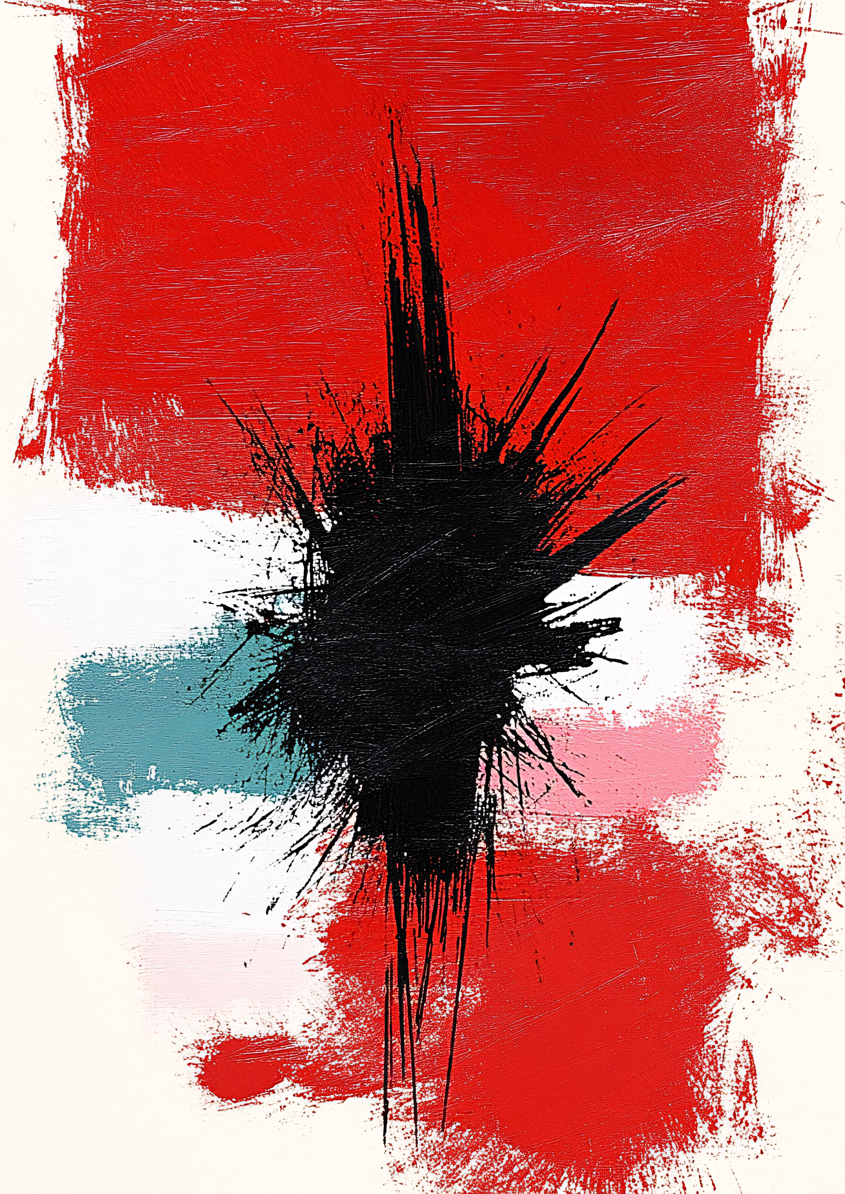 Abstract Red and Black Brushstrokes