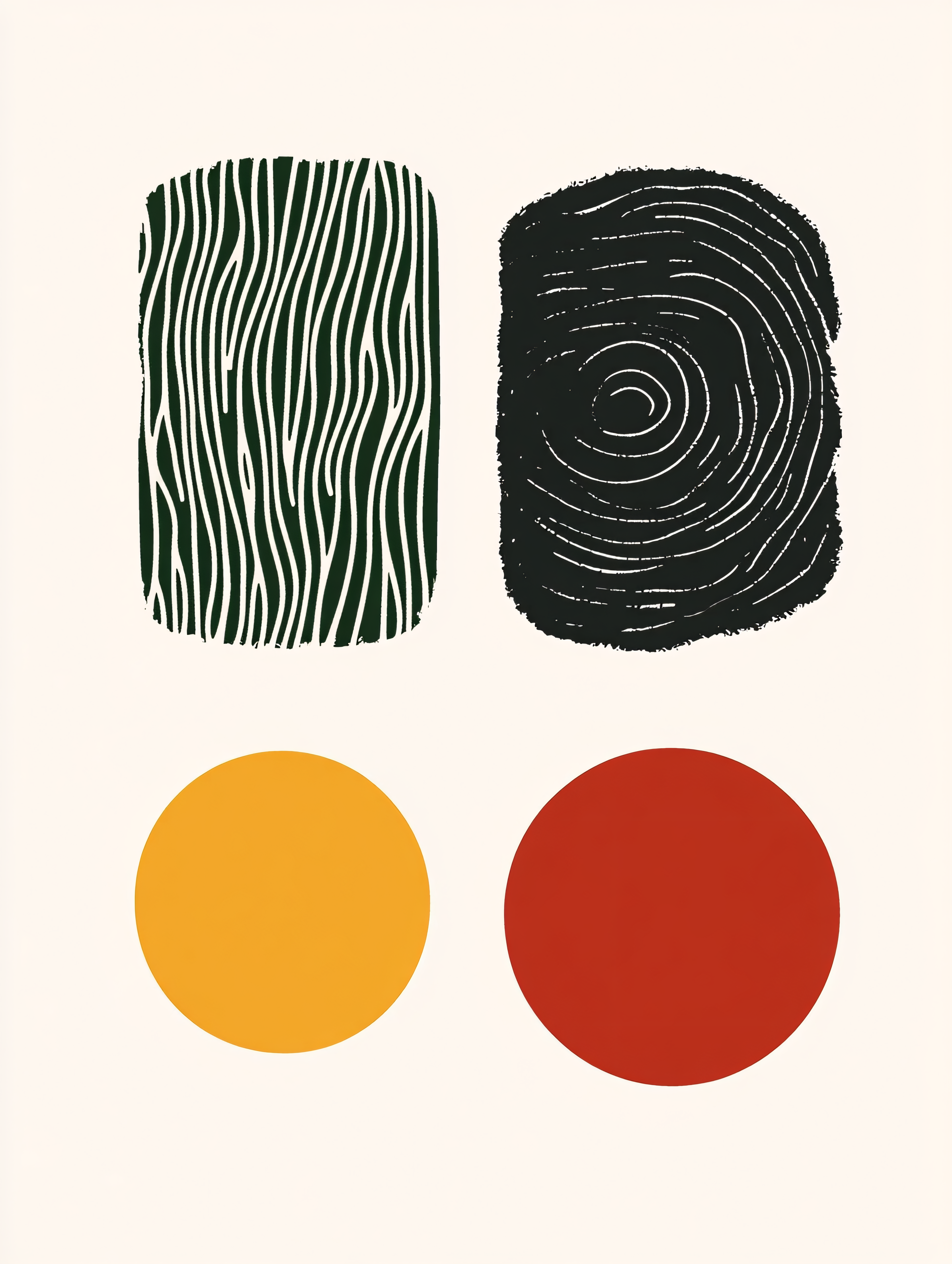 Abstract Shapes With Organic Textures And Solid Circles