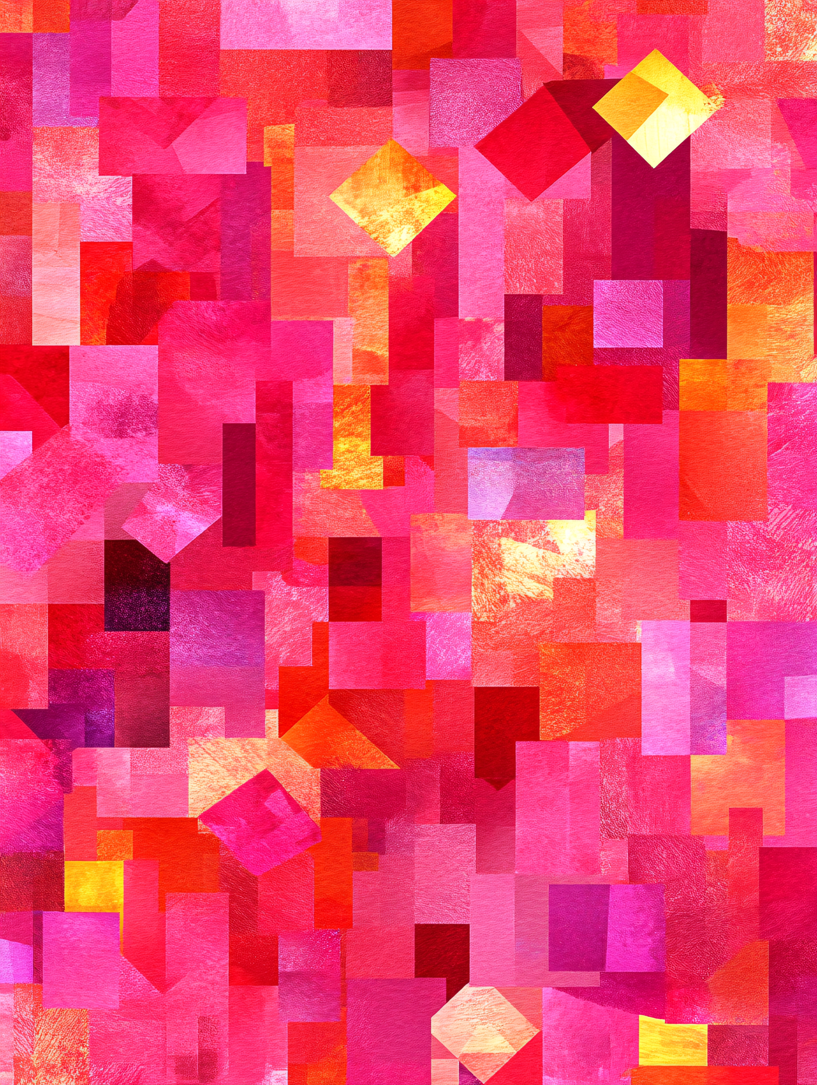 Abstract Squares Of Pink And Gold