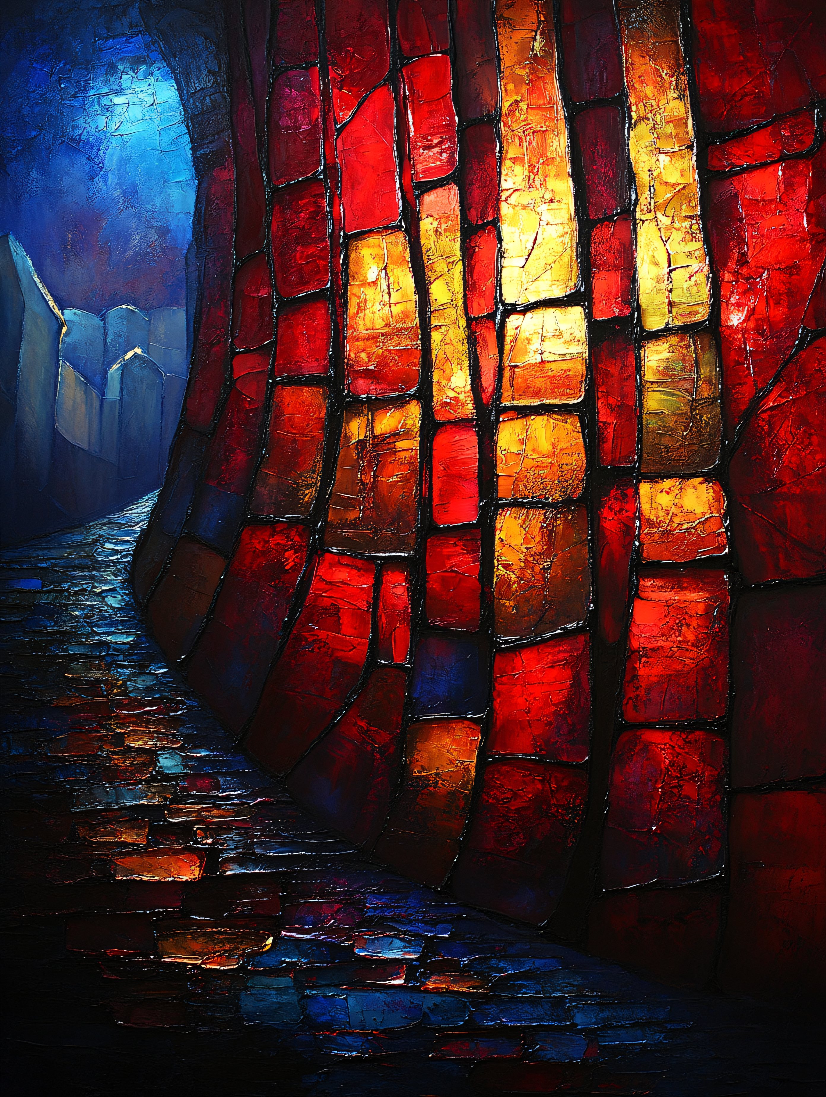 **Abstract Stained Glass Path**