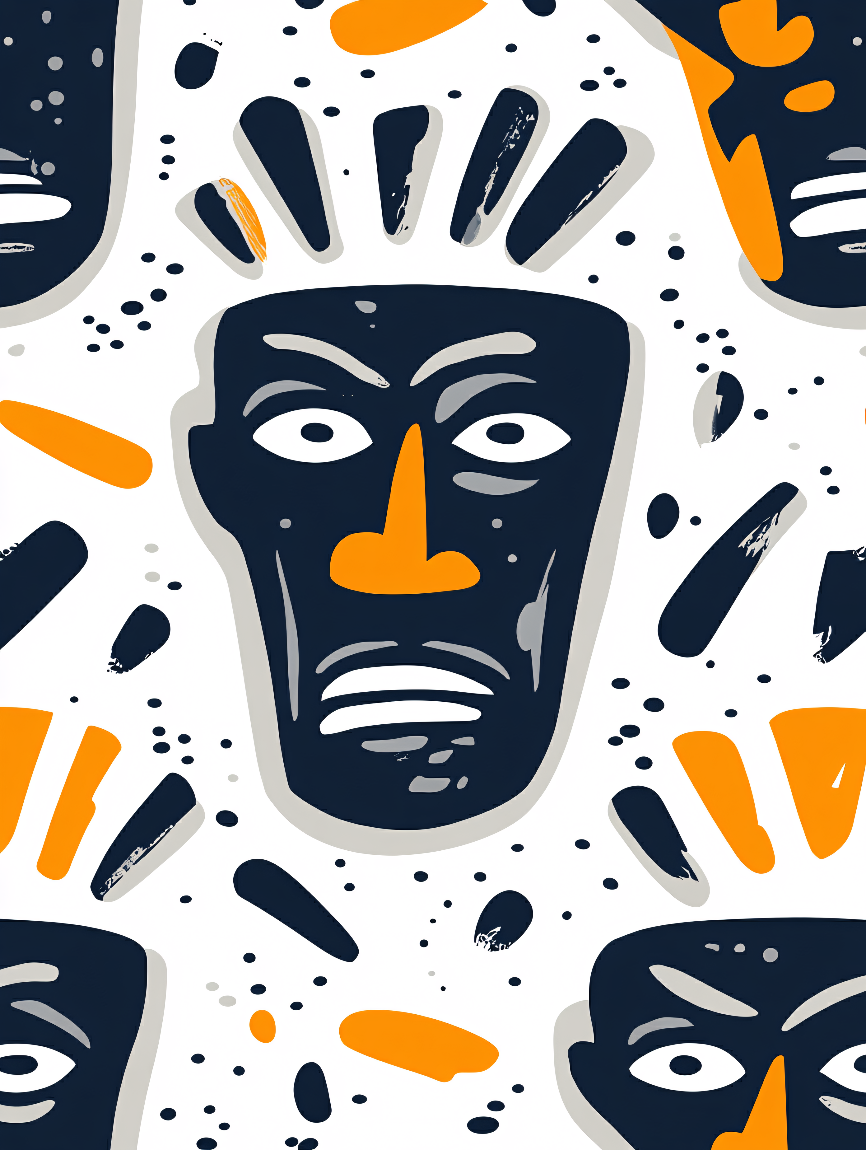 Abstract Tribal Faces Pattern
