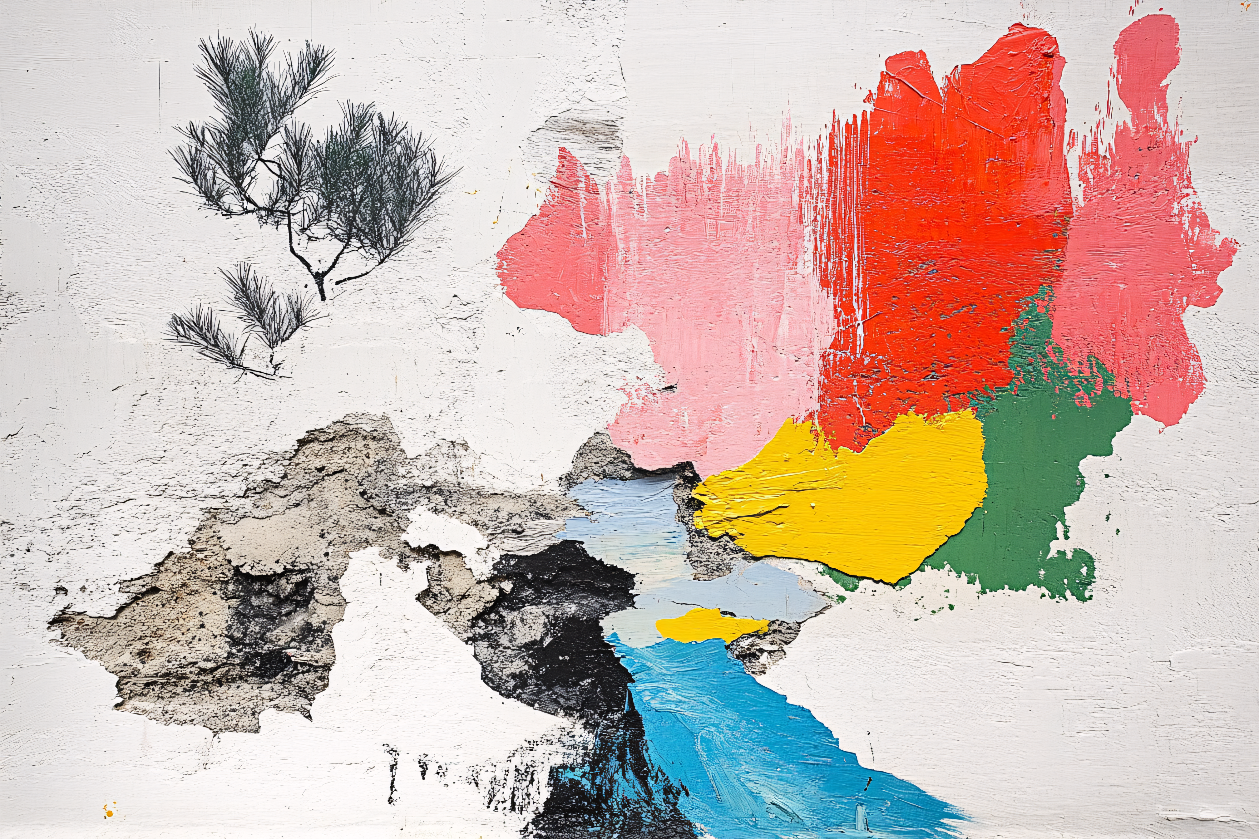 Abstract Wall with Colorful Paint Strokes