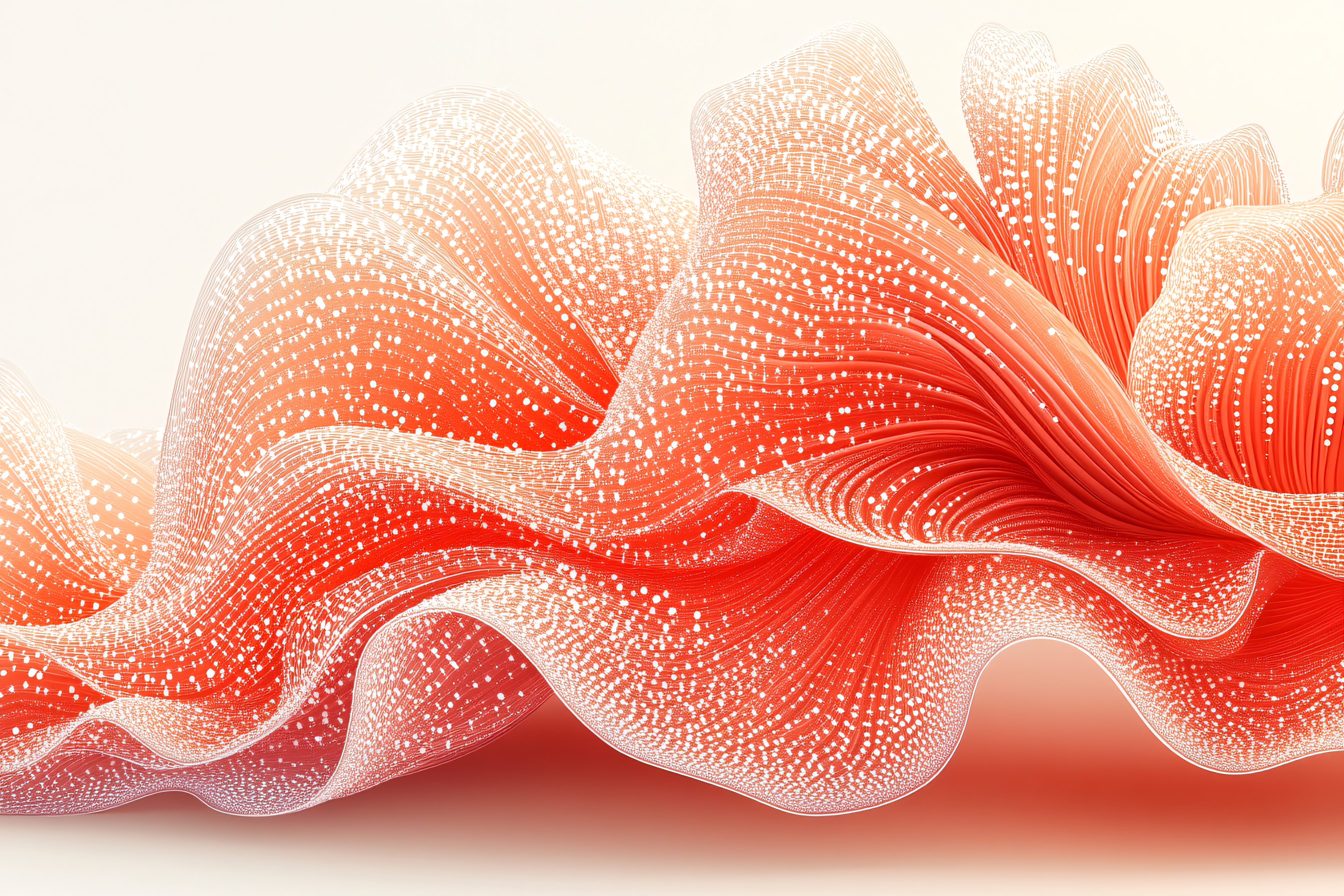 Abstract Wavy Forms in Red and White