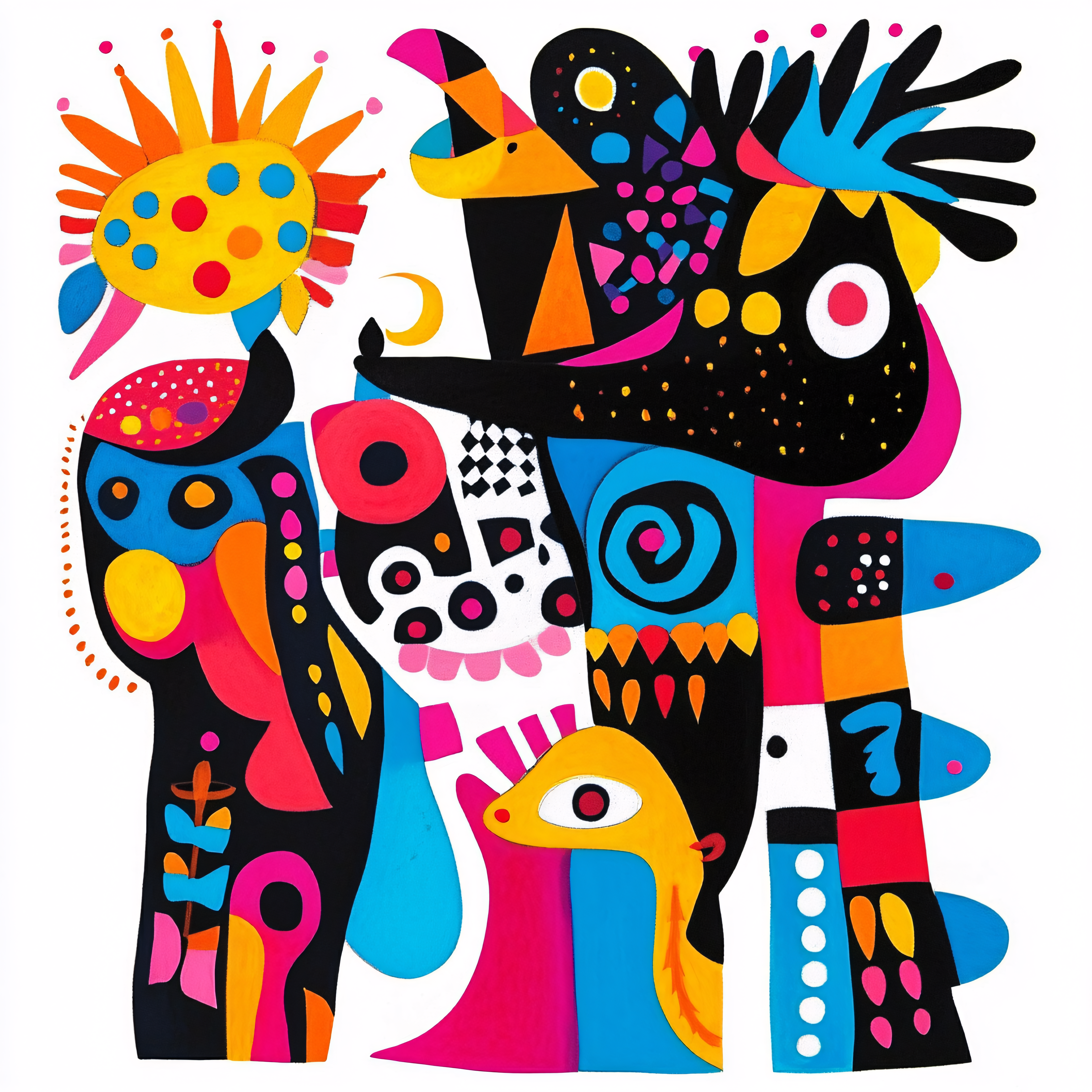 Abstract Whimsical Shapes Composition