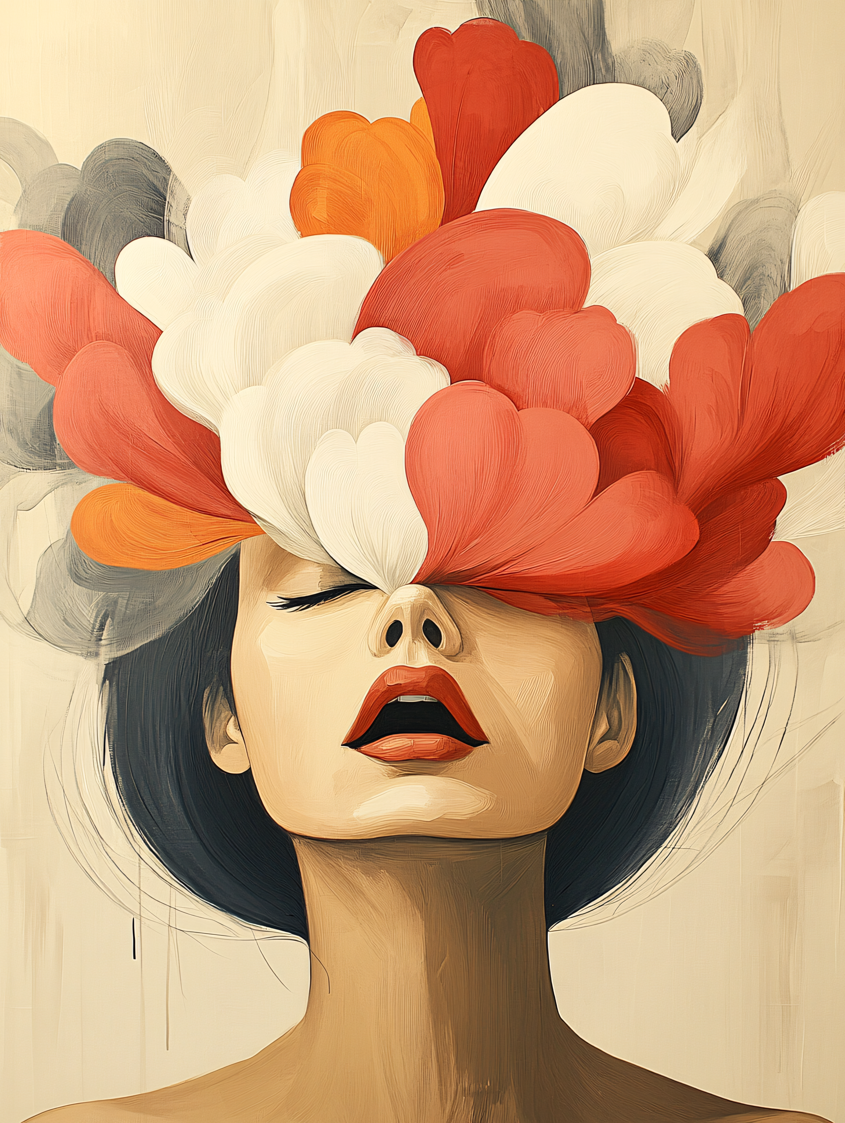 Abstract Woman with Floral Headdress