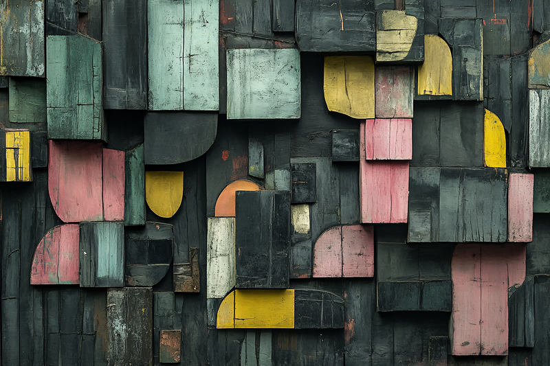 Abstract Wooden Block Wall
