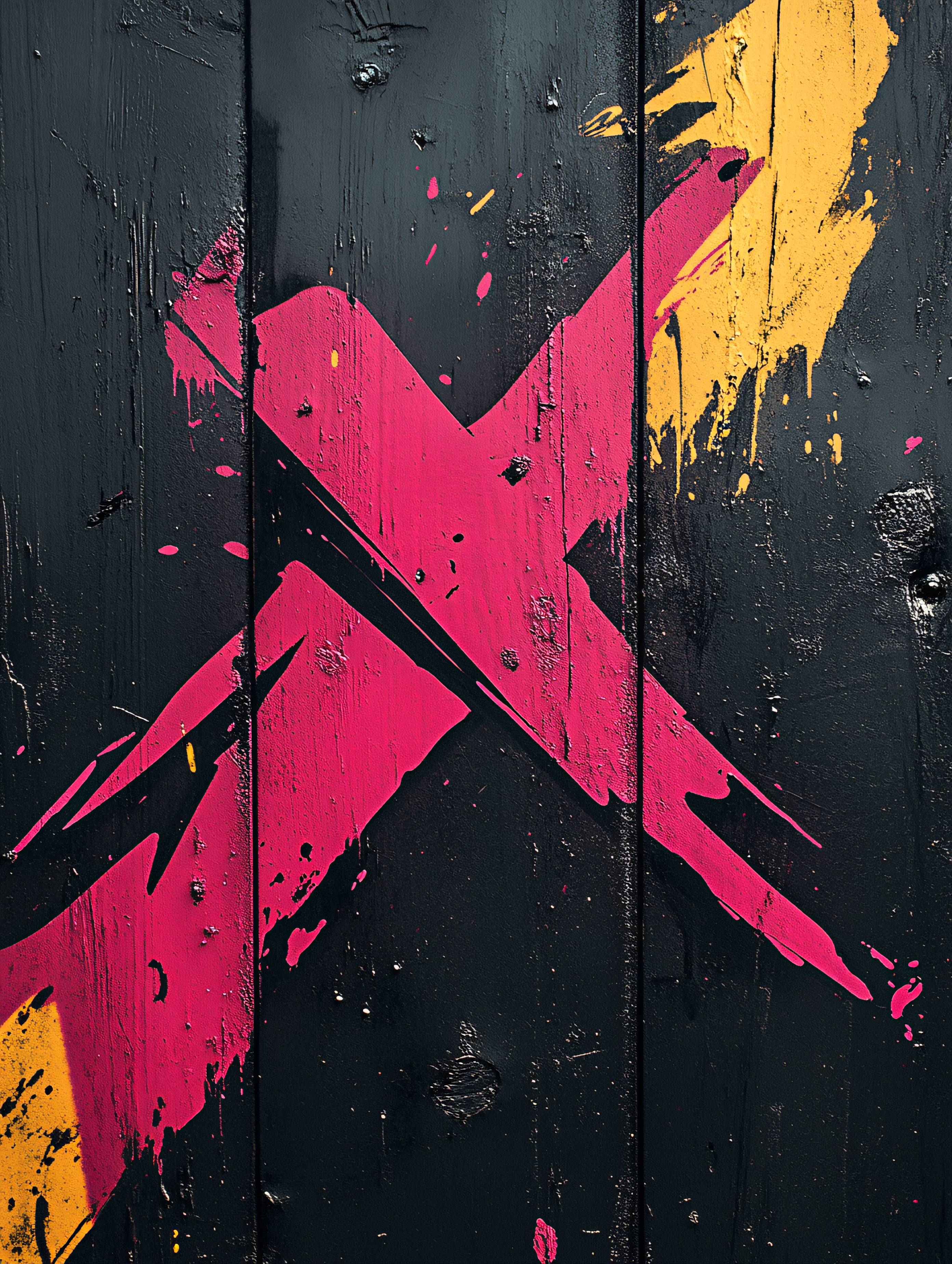 Abstract X Mark on Wooden Surface