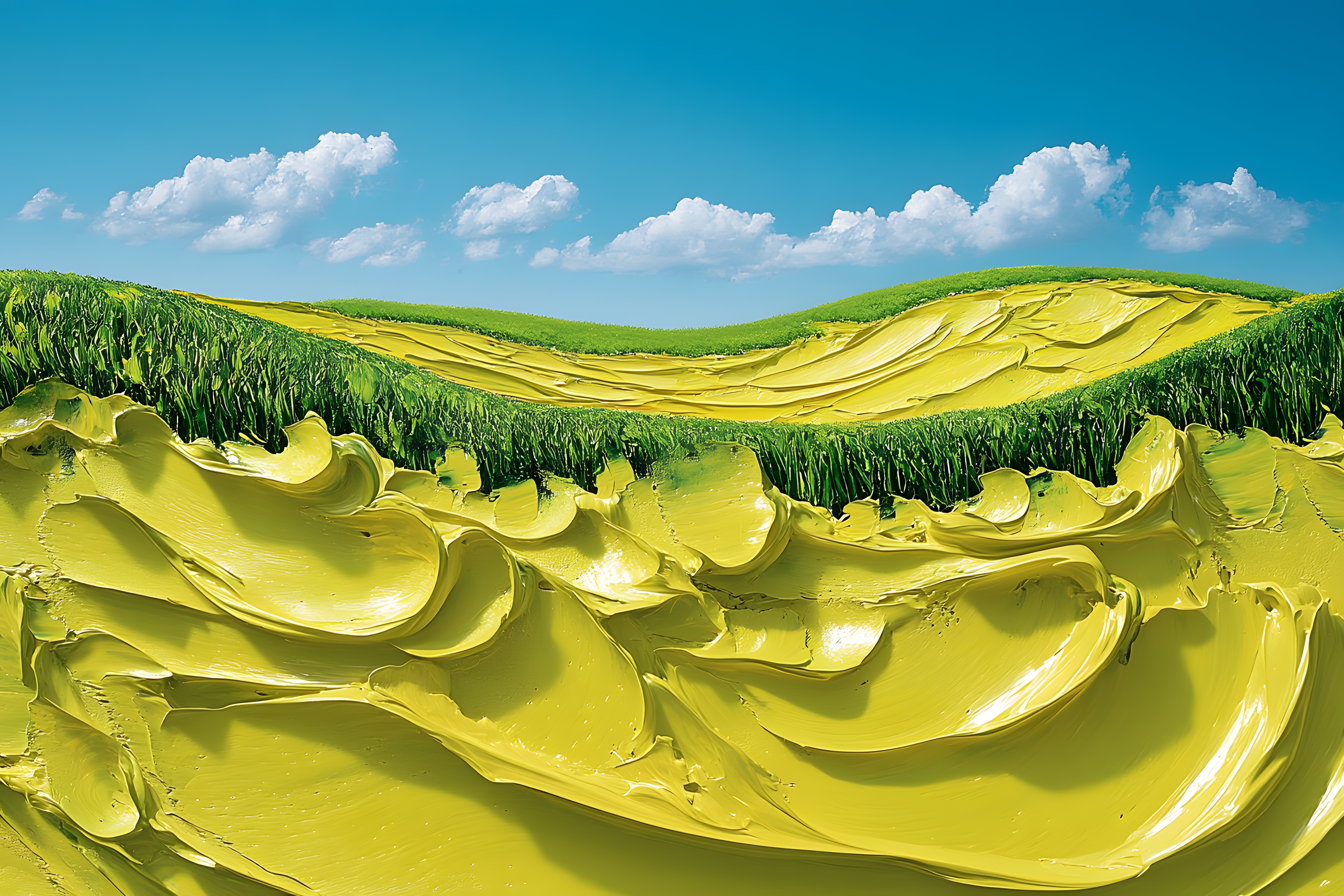 Abstract Yellow Field Painting