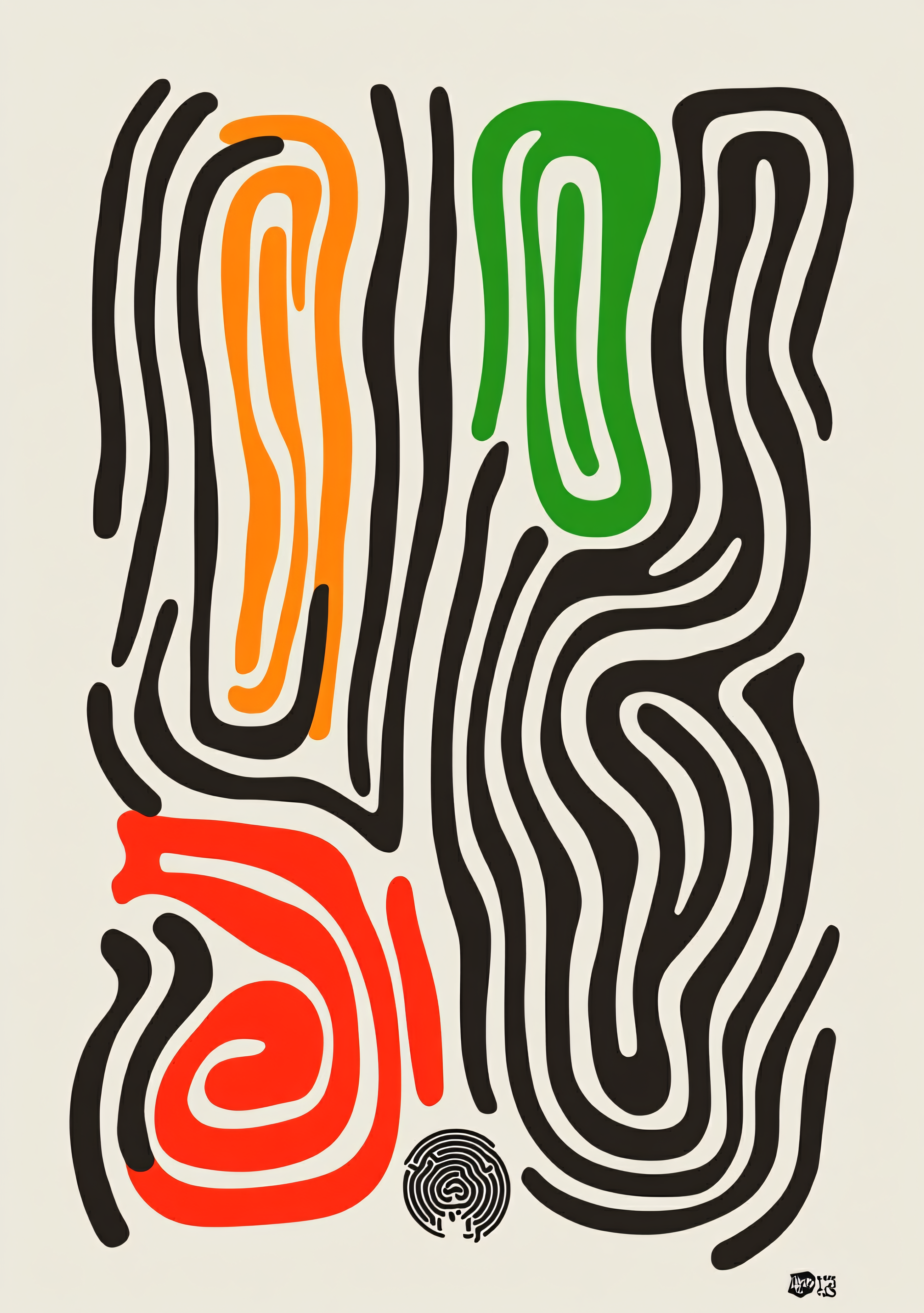 Abstract Zebra Stripes and Colorful Shapes