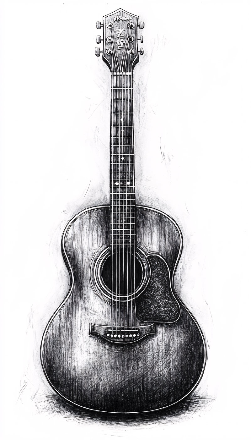 Acoustic Guitar Pencil Drawing