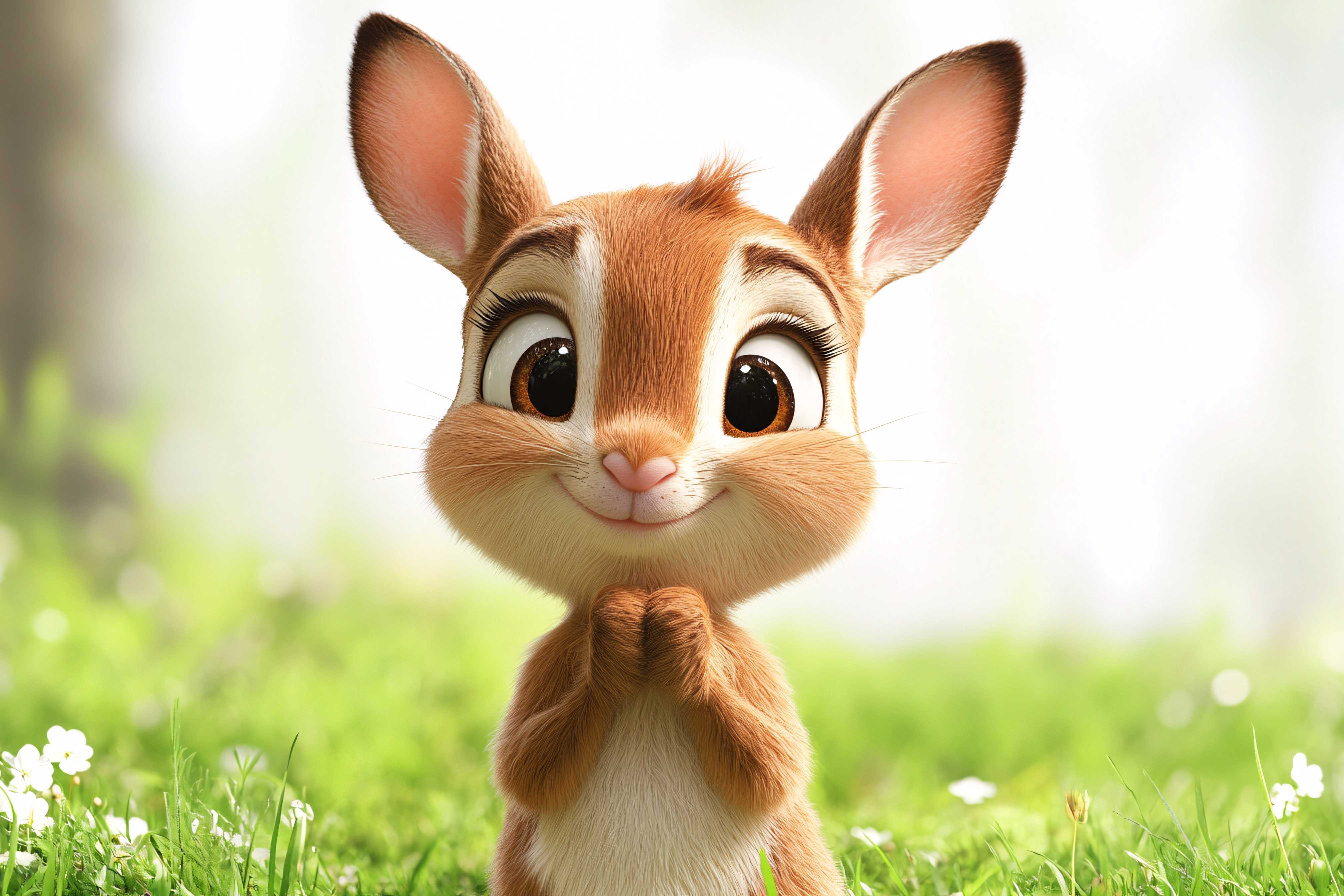 Adorable Animated Bunny In Meadow