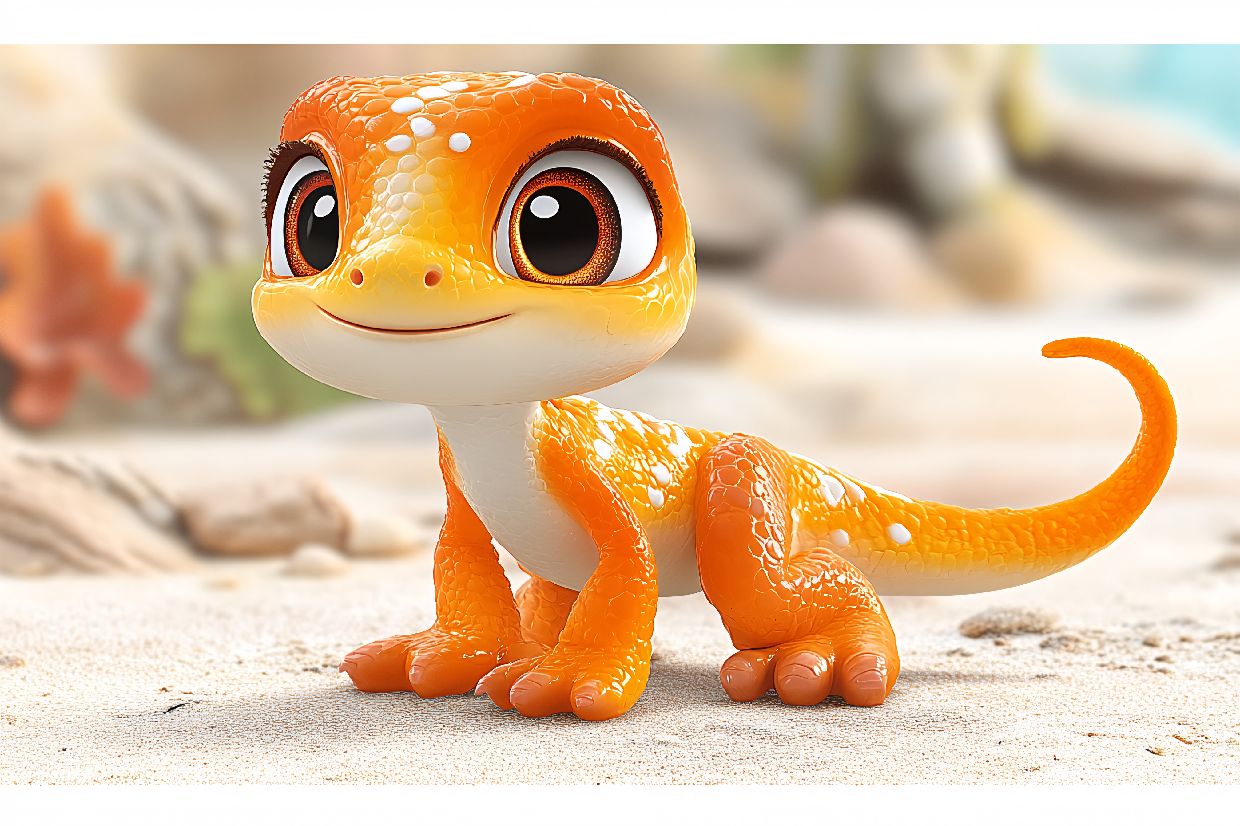 Adorable Orange Gecko Cartoon