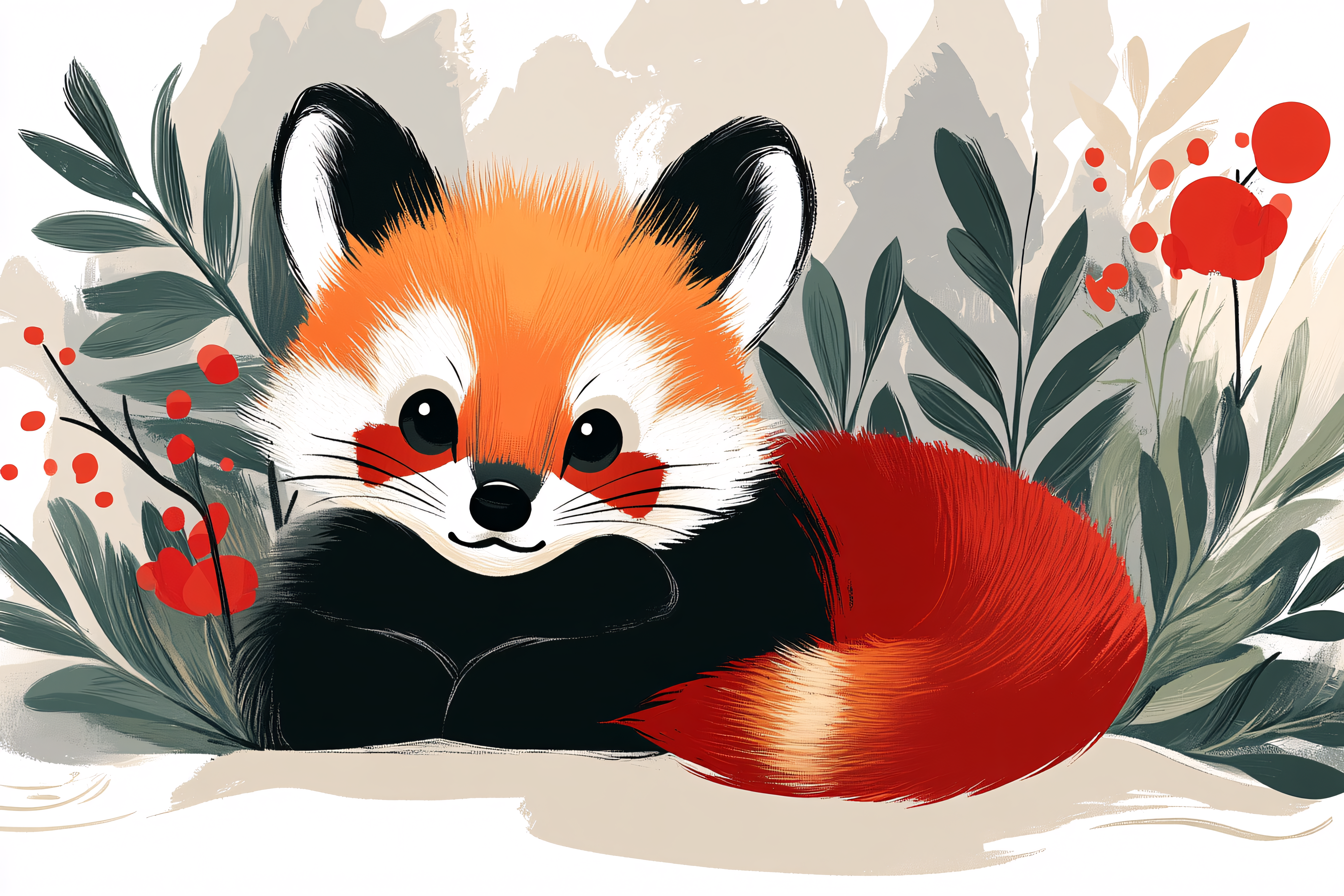 Adorable Red Panda Illustration