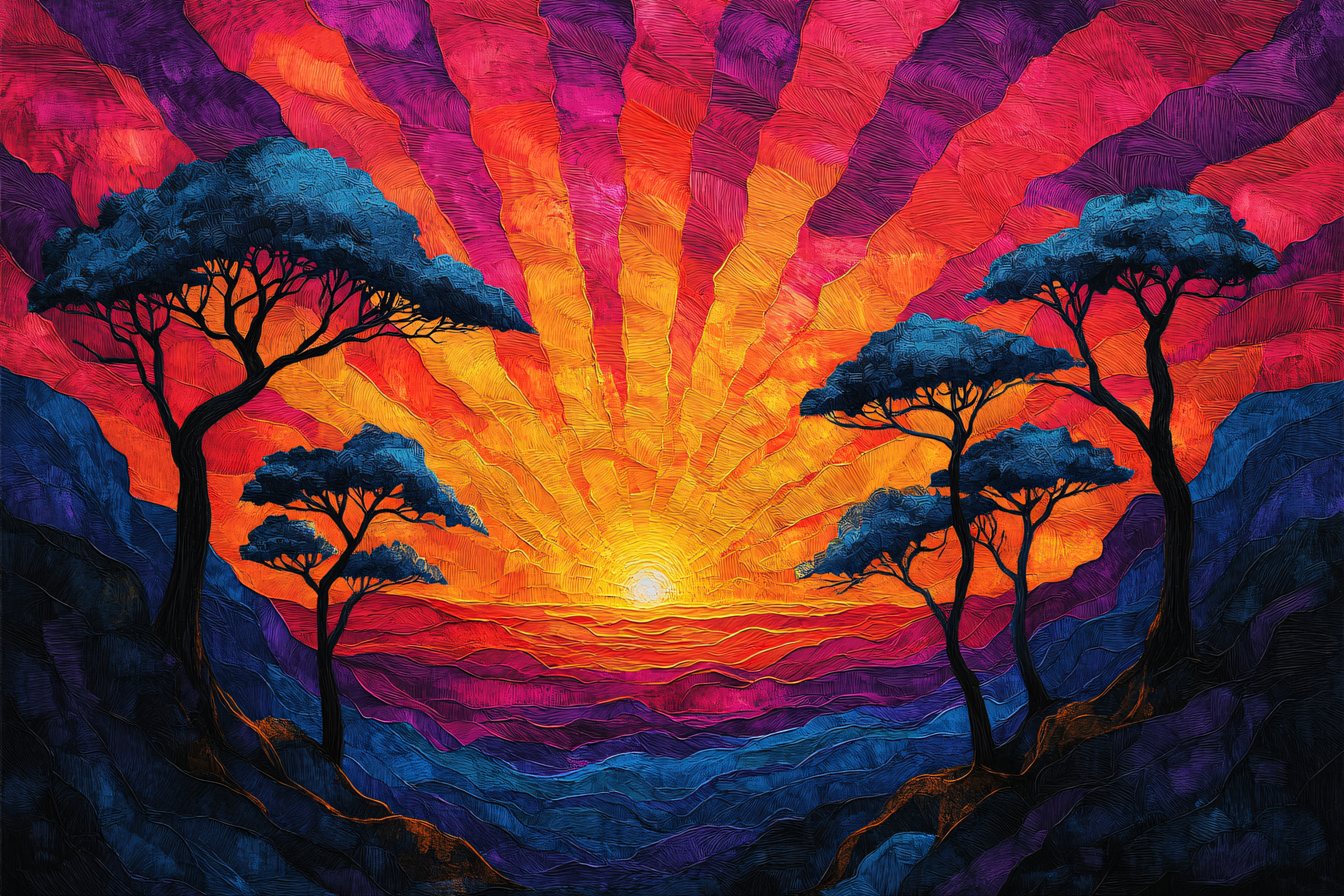 African Sunset Trees