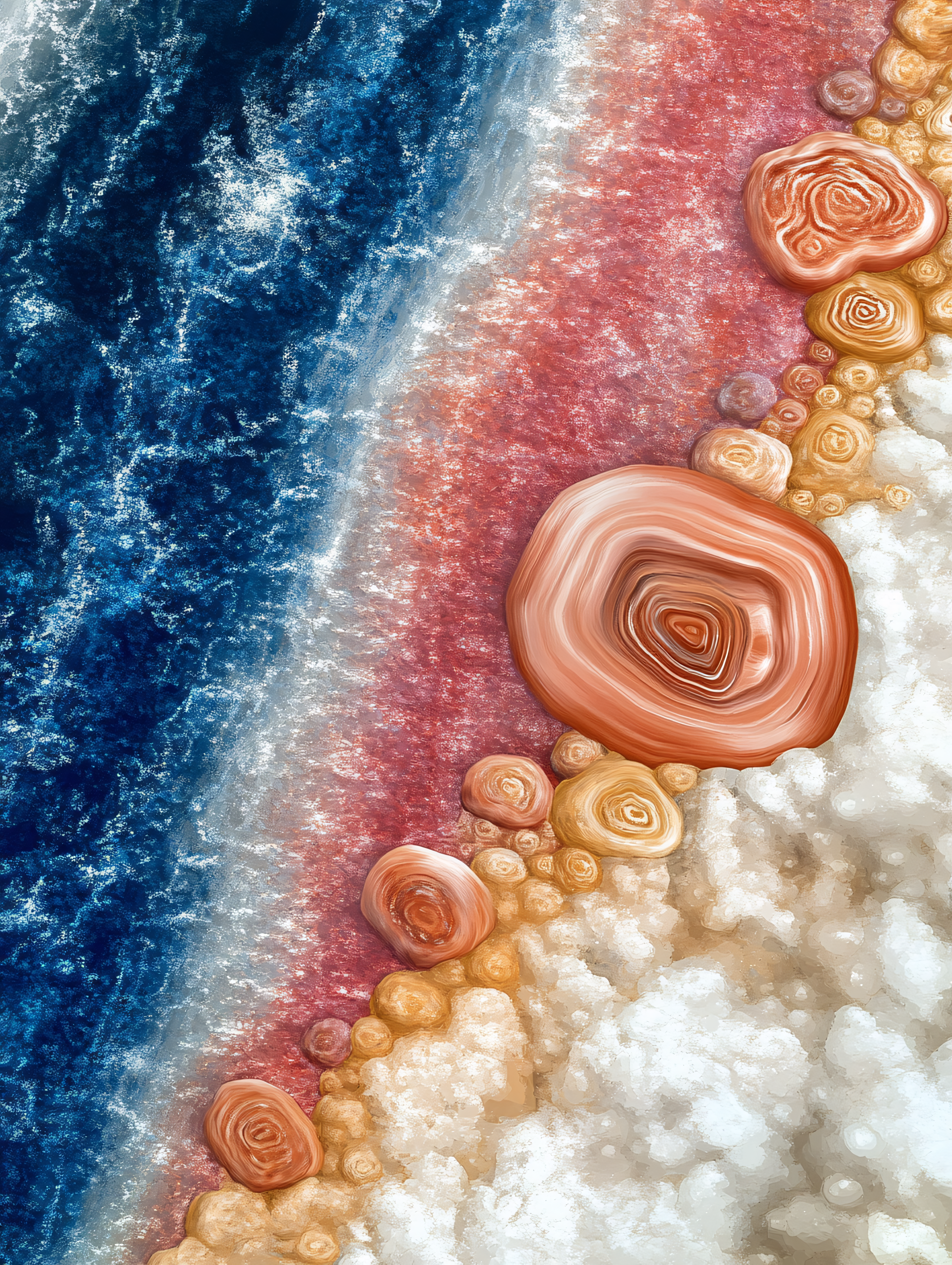 Agate Slices and Textured Landscape