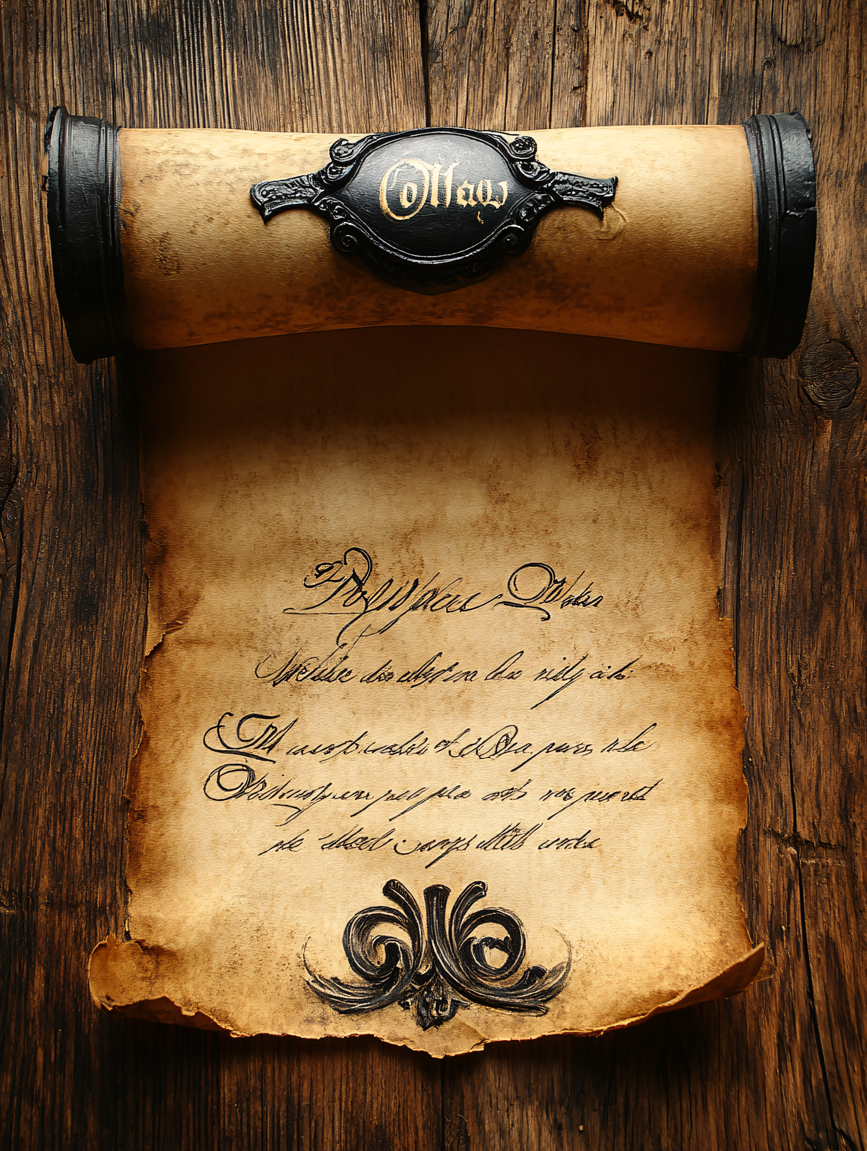 Aged Scroll on Wooden Surface
