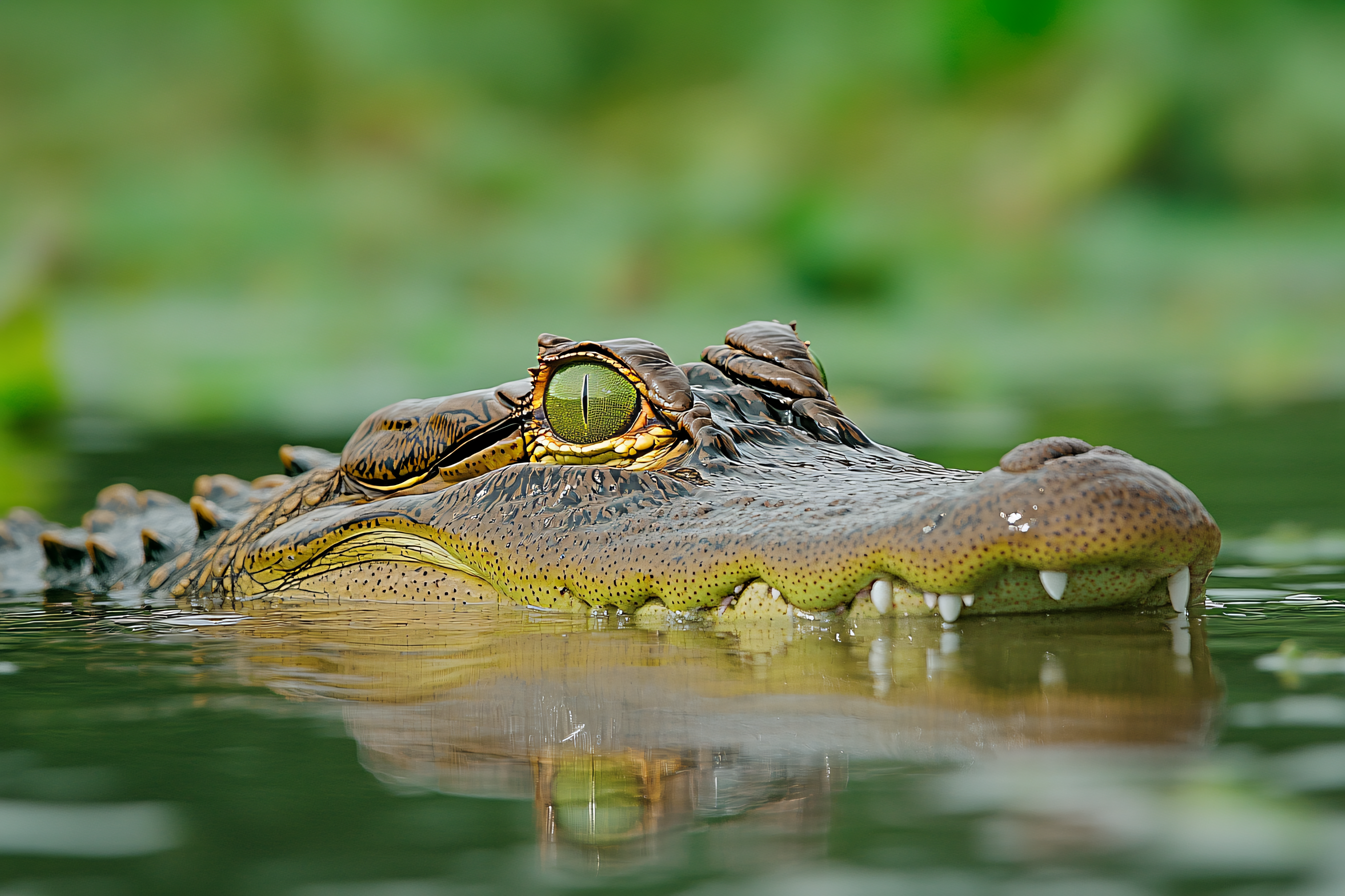 Alligator Eye Level View in Water