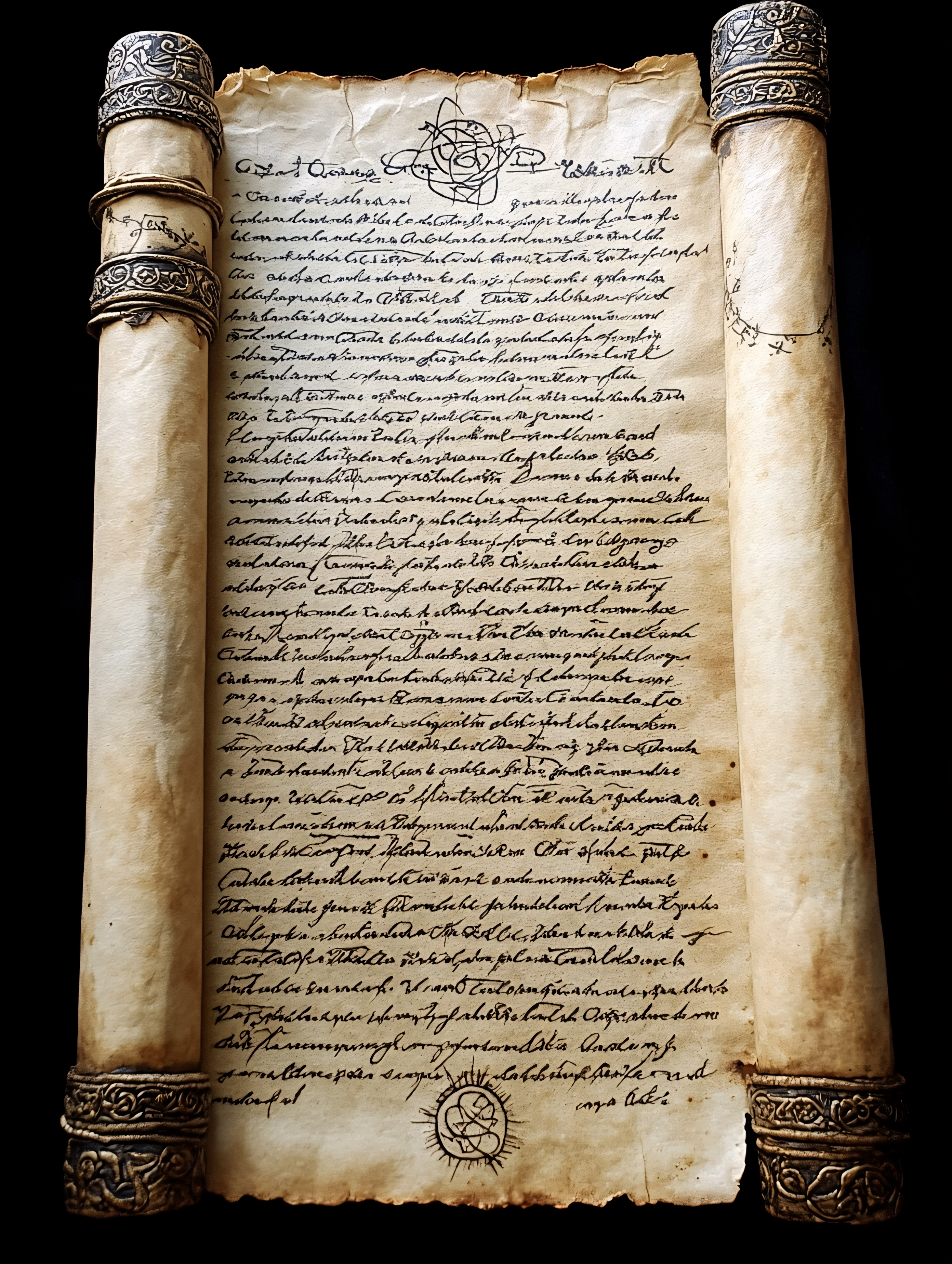 Ancient Scroll with Calligraphy