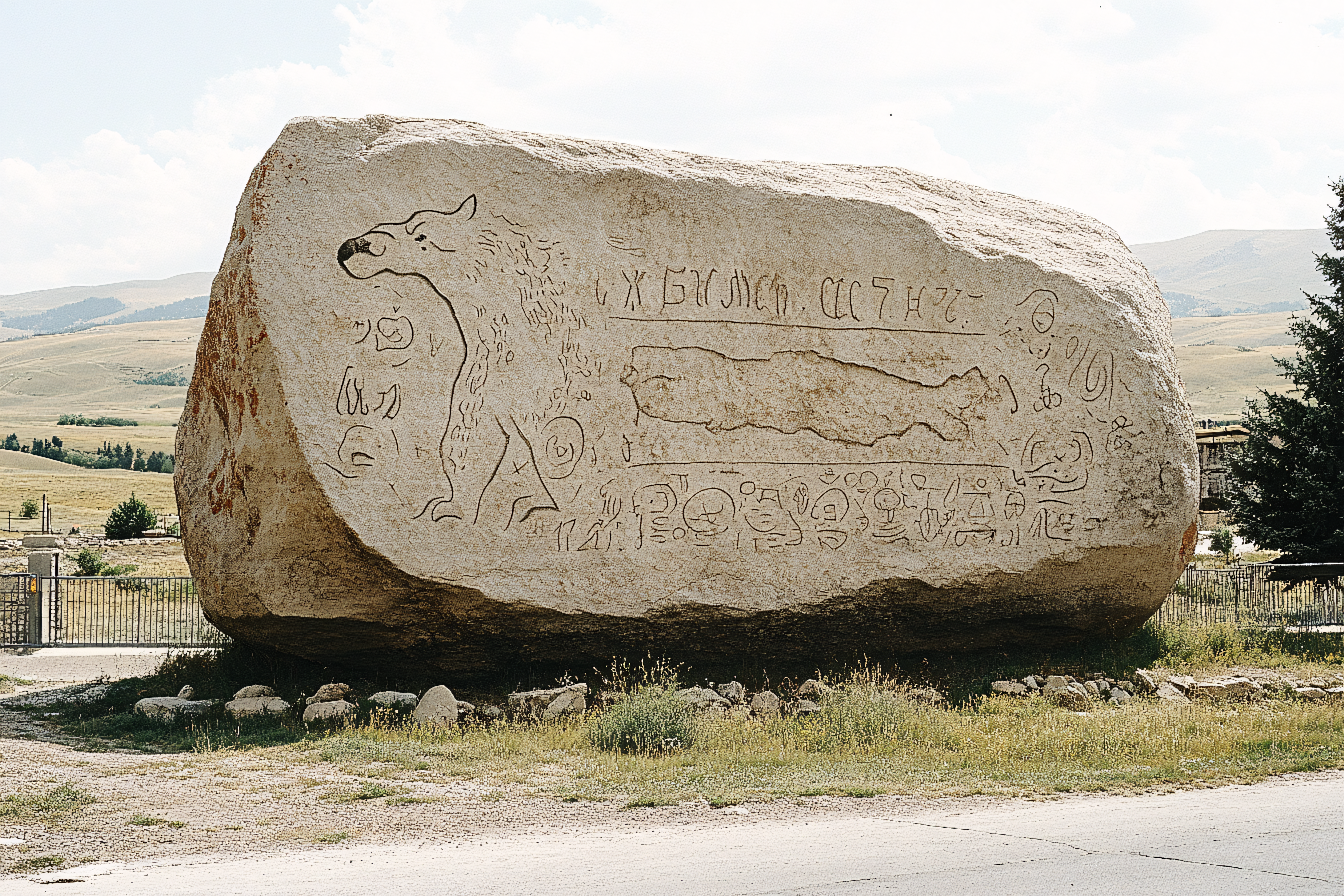 Ancient Stone Carvings of Animal and Symbols