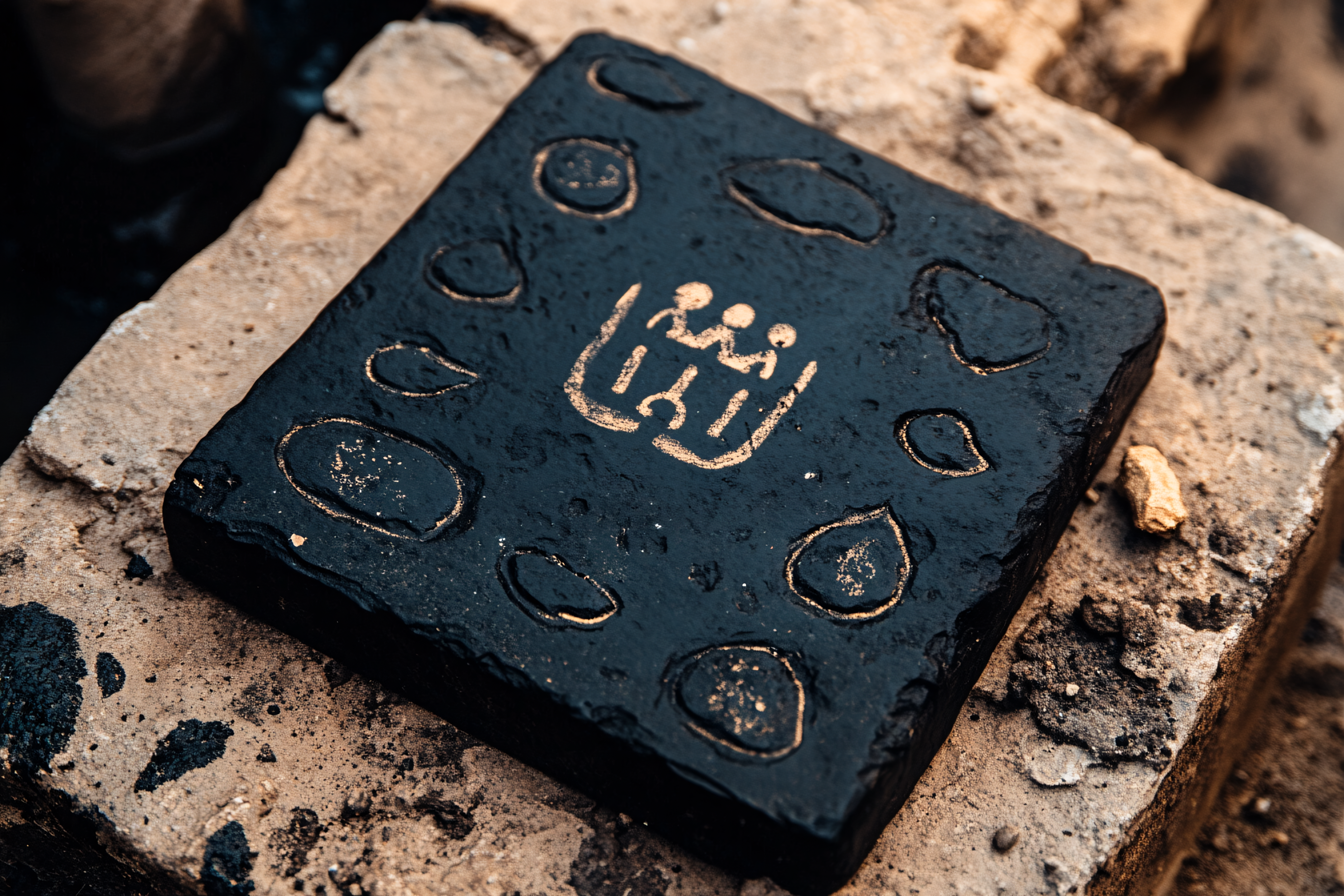 Ancient Tile with Golden Symbol