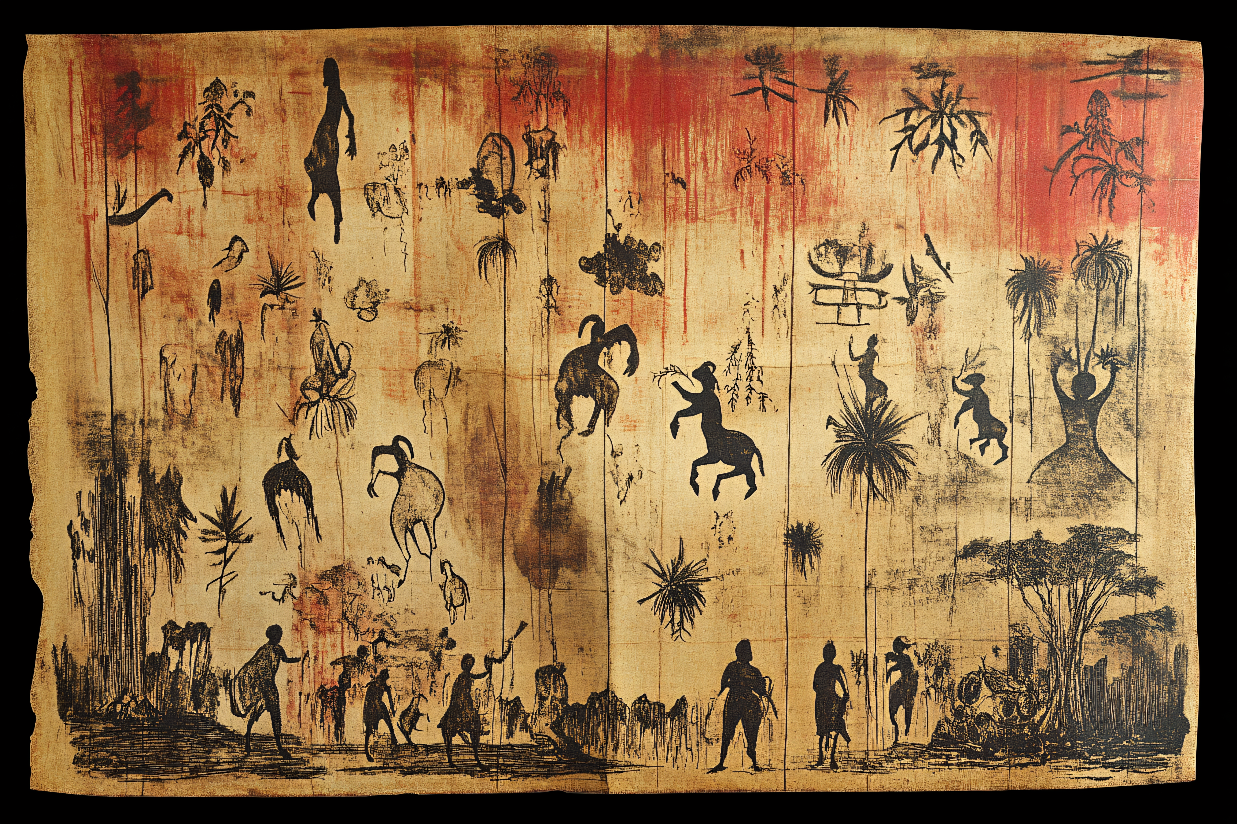 Ancient Tribal Scene On Parchment