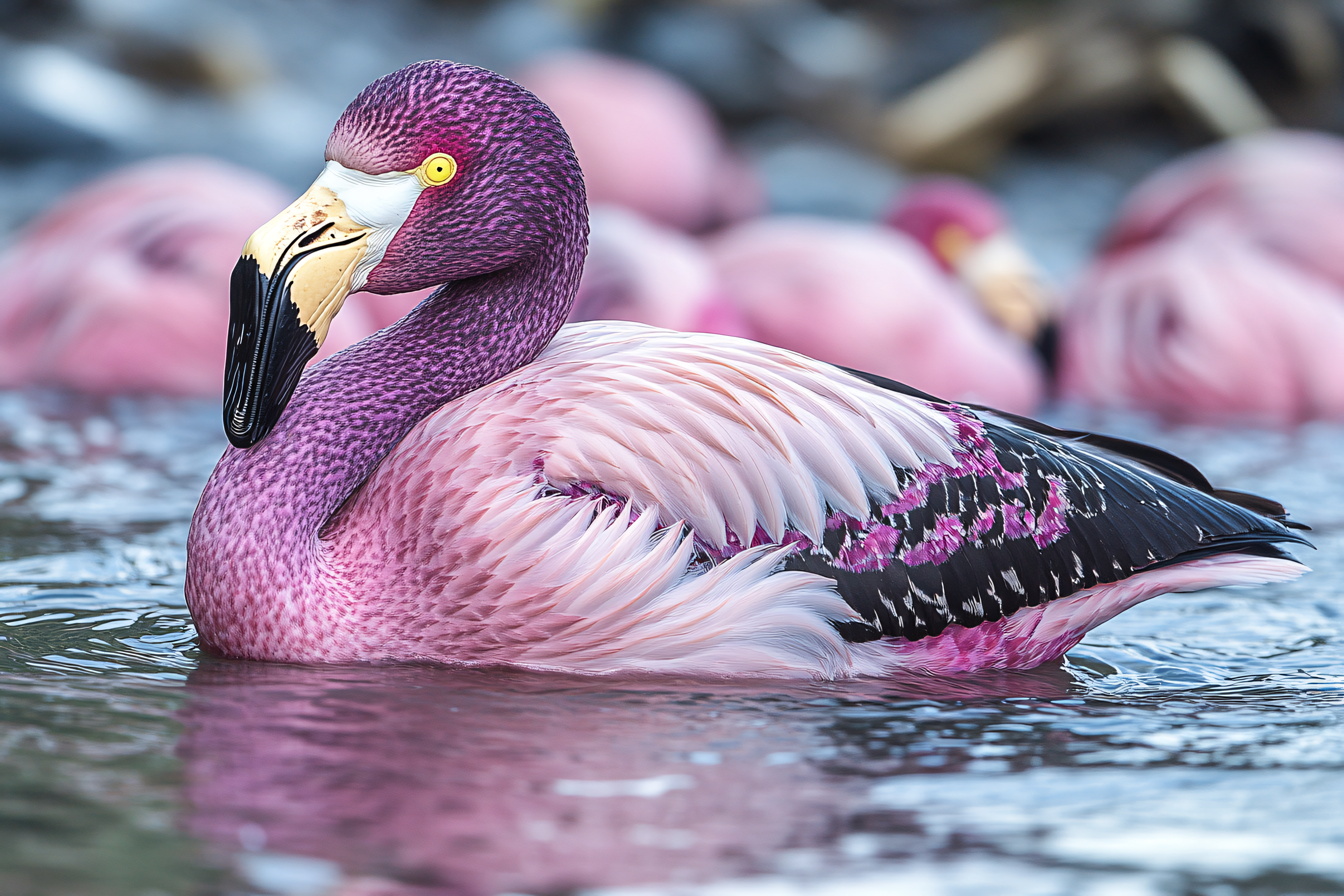 Andean Flamingo Bathing