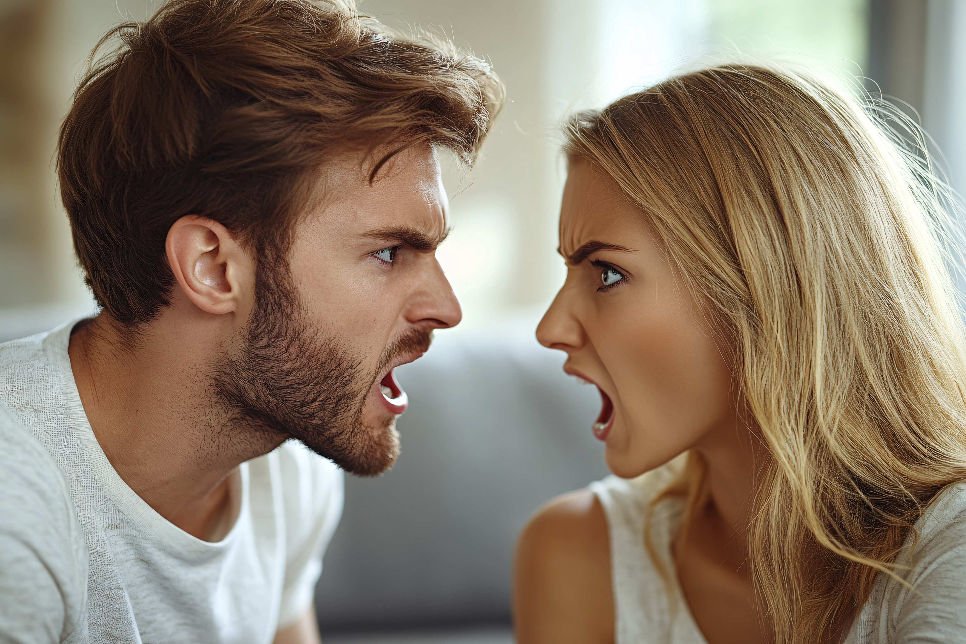 Angry Couple Arguing Face to Face