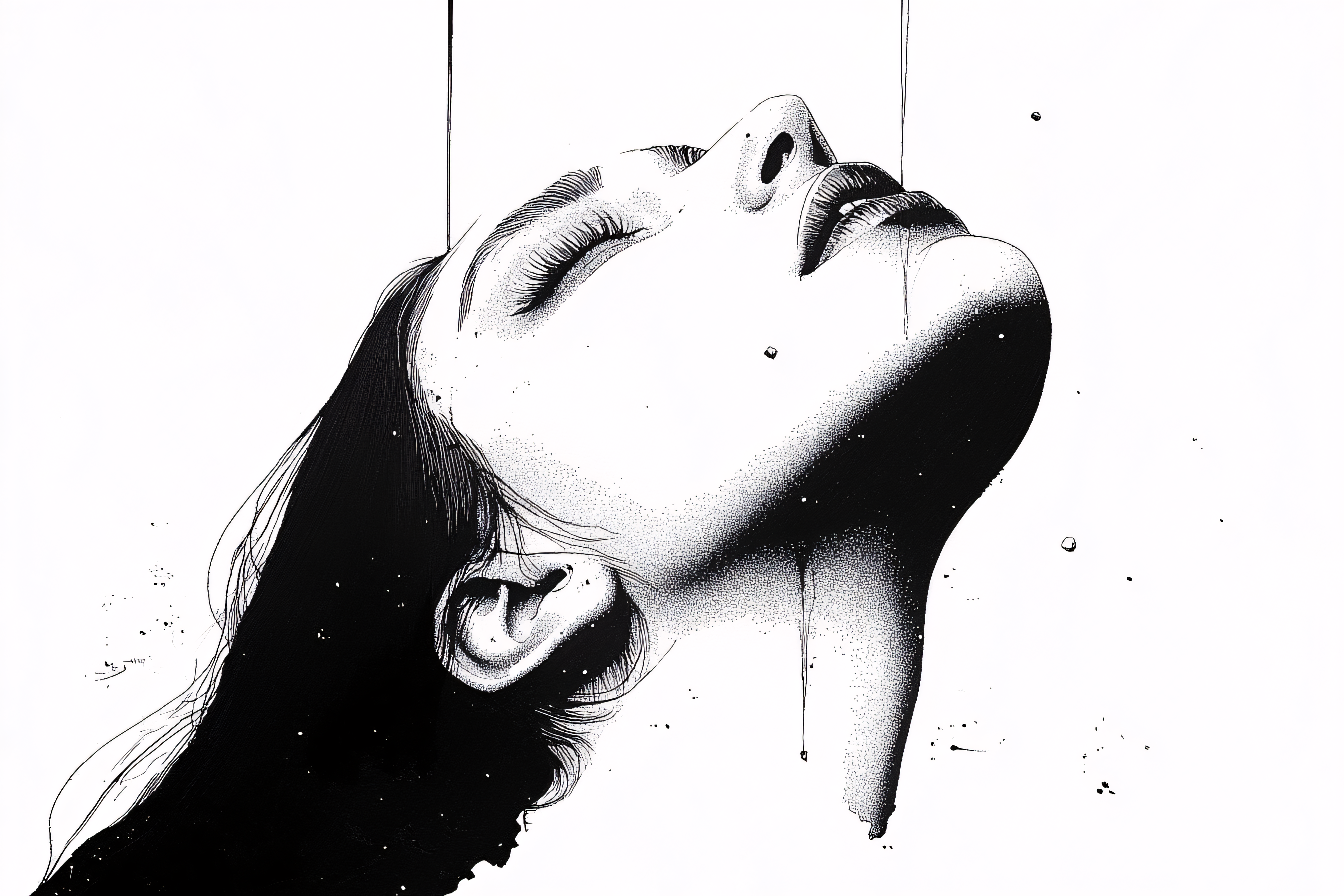 Anguish in Stippling Art